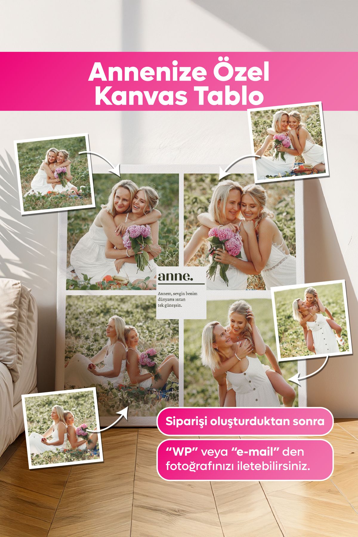 Dekopix Kişiye Özel - Anneler İçin 4 Fotoğraflı - Kanvas Tablo
