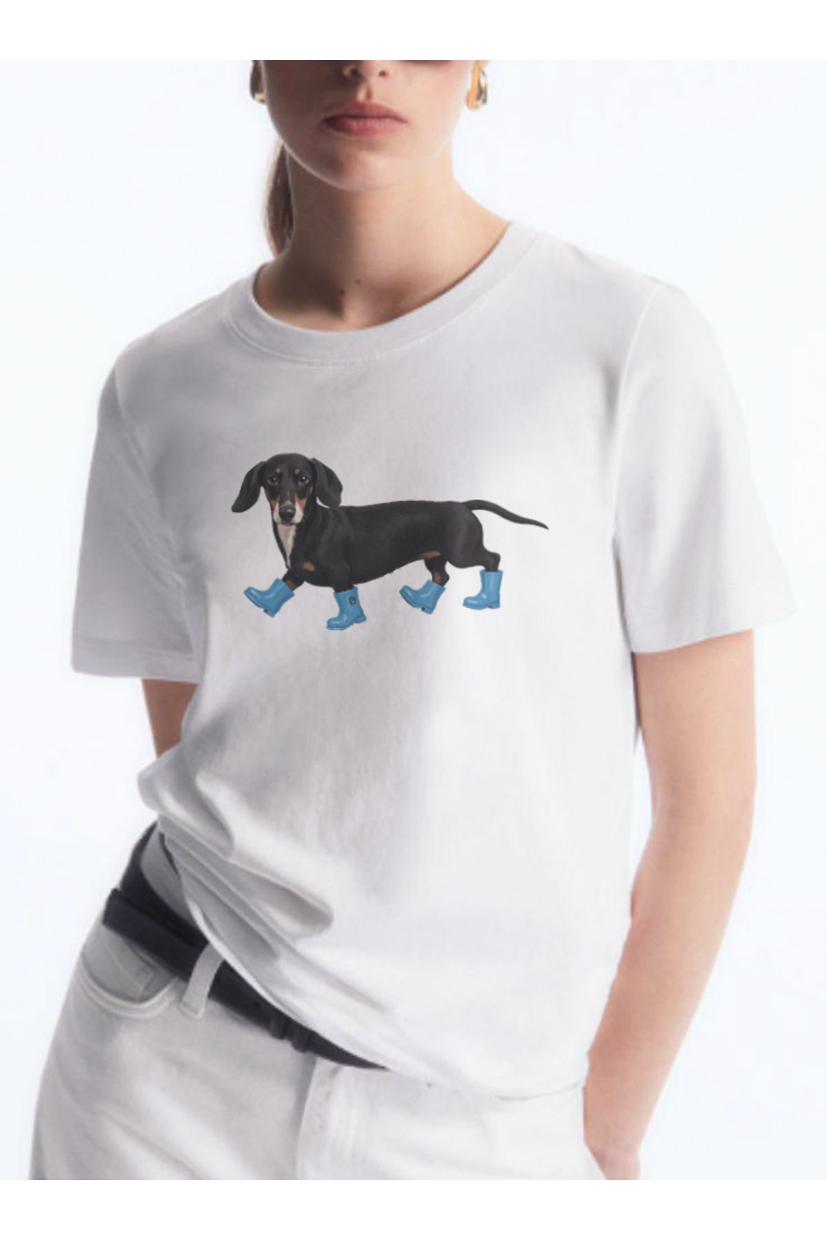 Disante Hot Dog Baskılı Bisiklet Yaka Basic Trend Kadın T-shirt