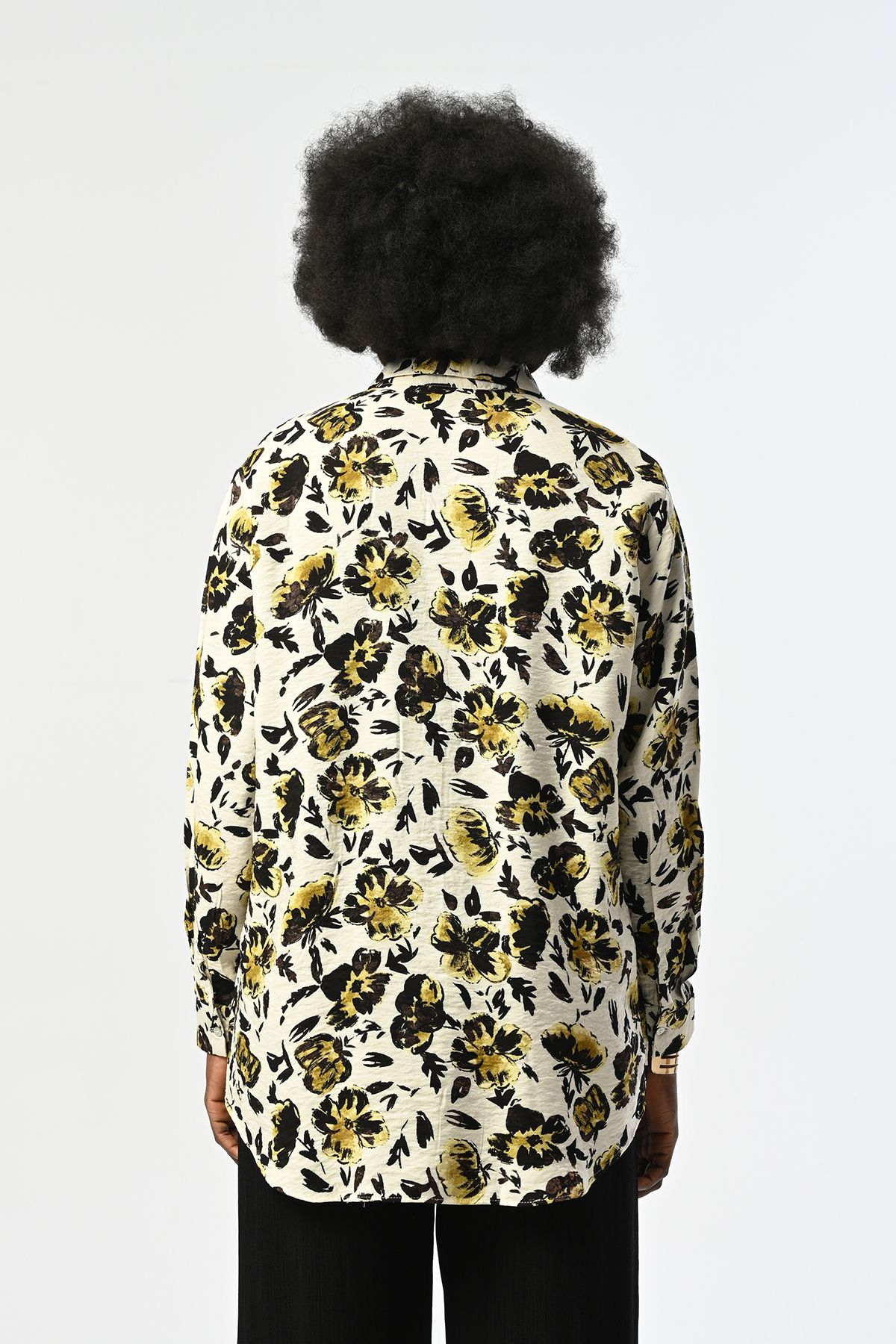 Orfeo Negro-Women's Mixed Patterned Oversize Cut Shirt 5