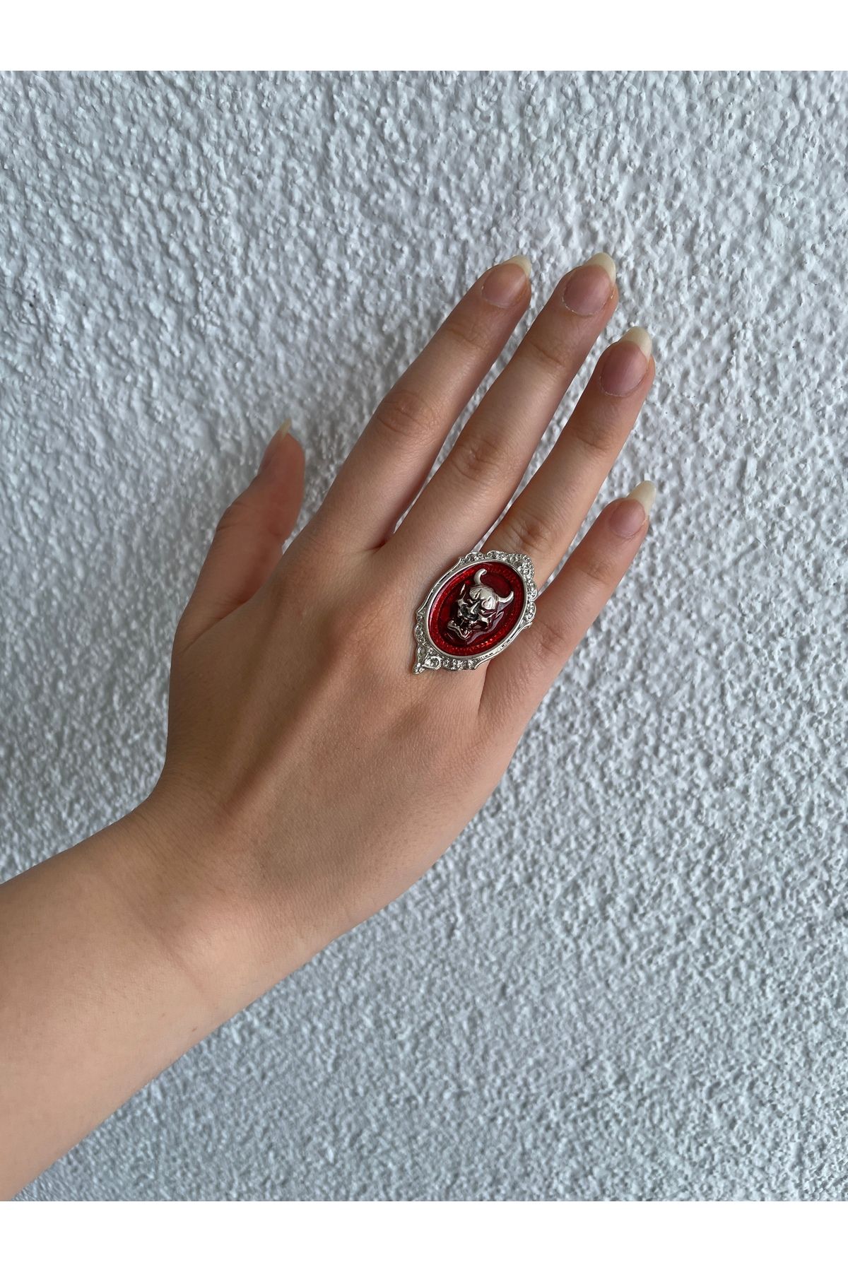 Home Şeytan Kırmızı Portre Ayarlanabilir Gotik Yüzük