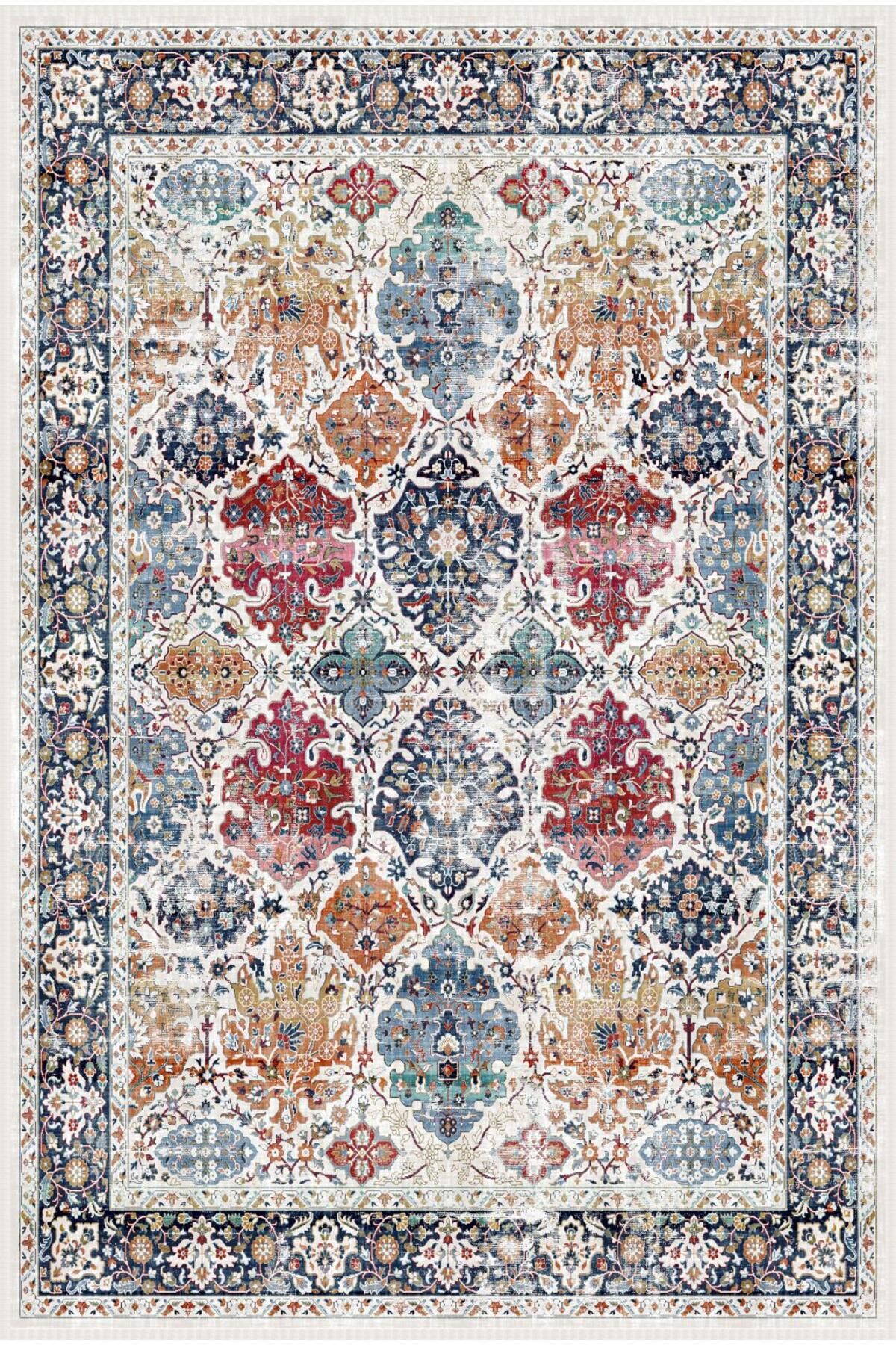 Harikabirev HARİKABİREV | VİNTAGE ESKİTME TARZ OTANTİK MİNİMALİST MODERN DESENLİ| YIKANABİLİR HALI