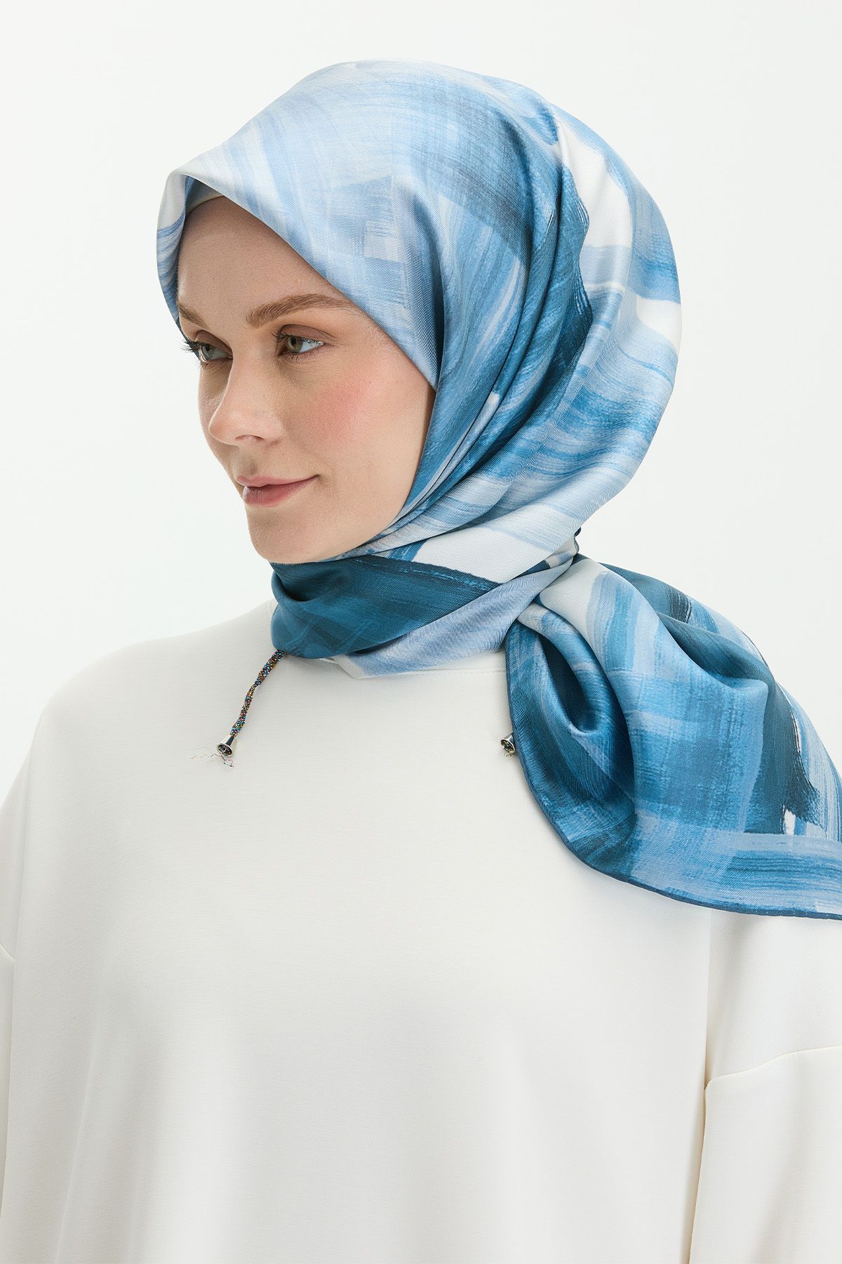 Setrms Soyut Desenli Twill İpek Eşarp