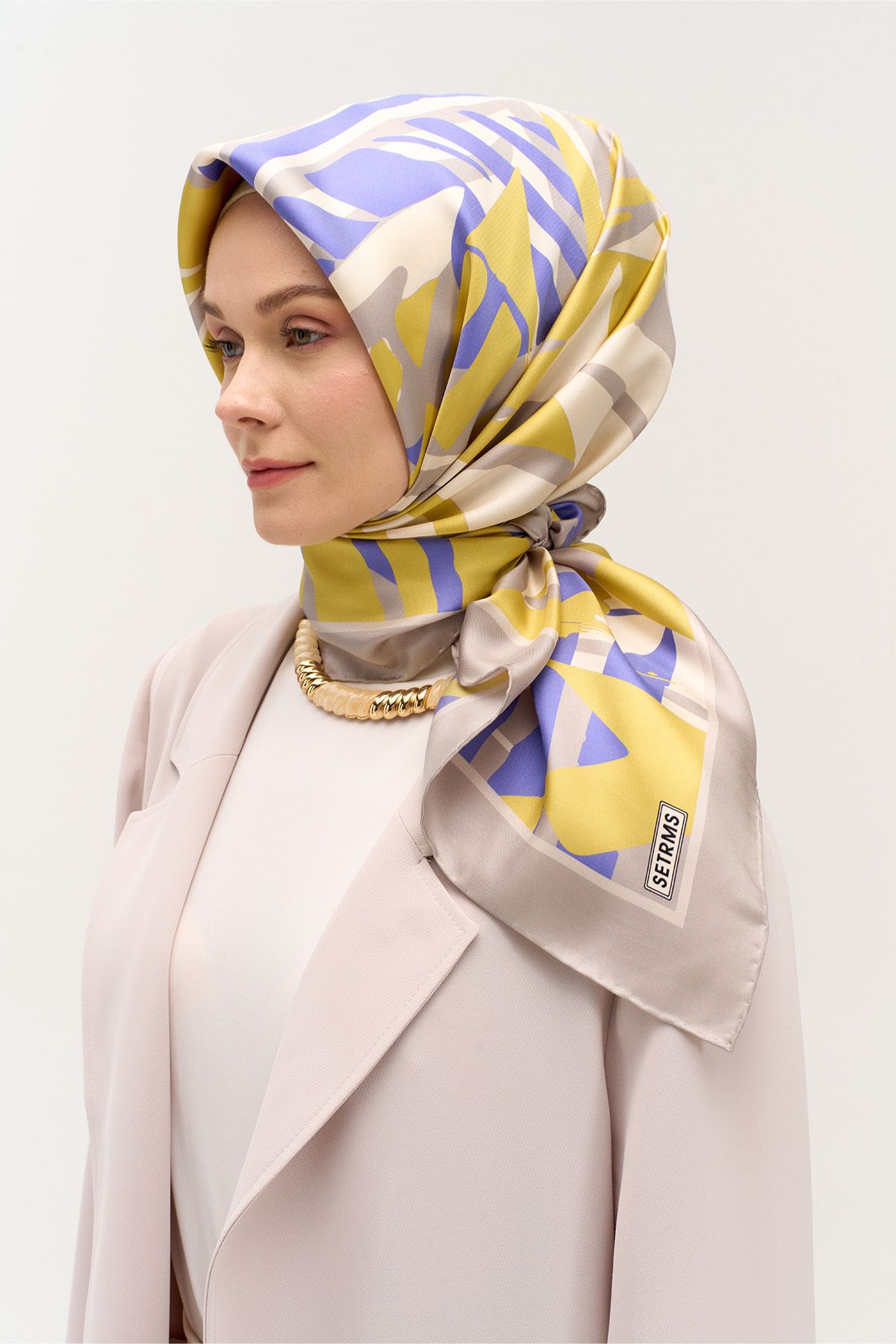 Setrms Desenli Twill İpek Eşarp