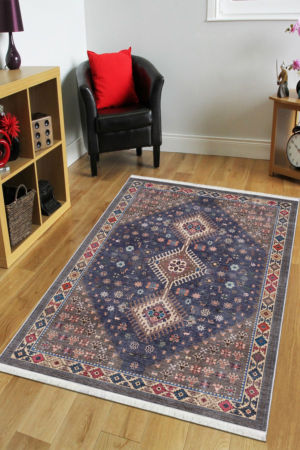 CENTER AVM Vintage Halı Salon Halısı Makinede Yıkanabilir Halı Kaymaz Taban Halı