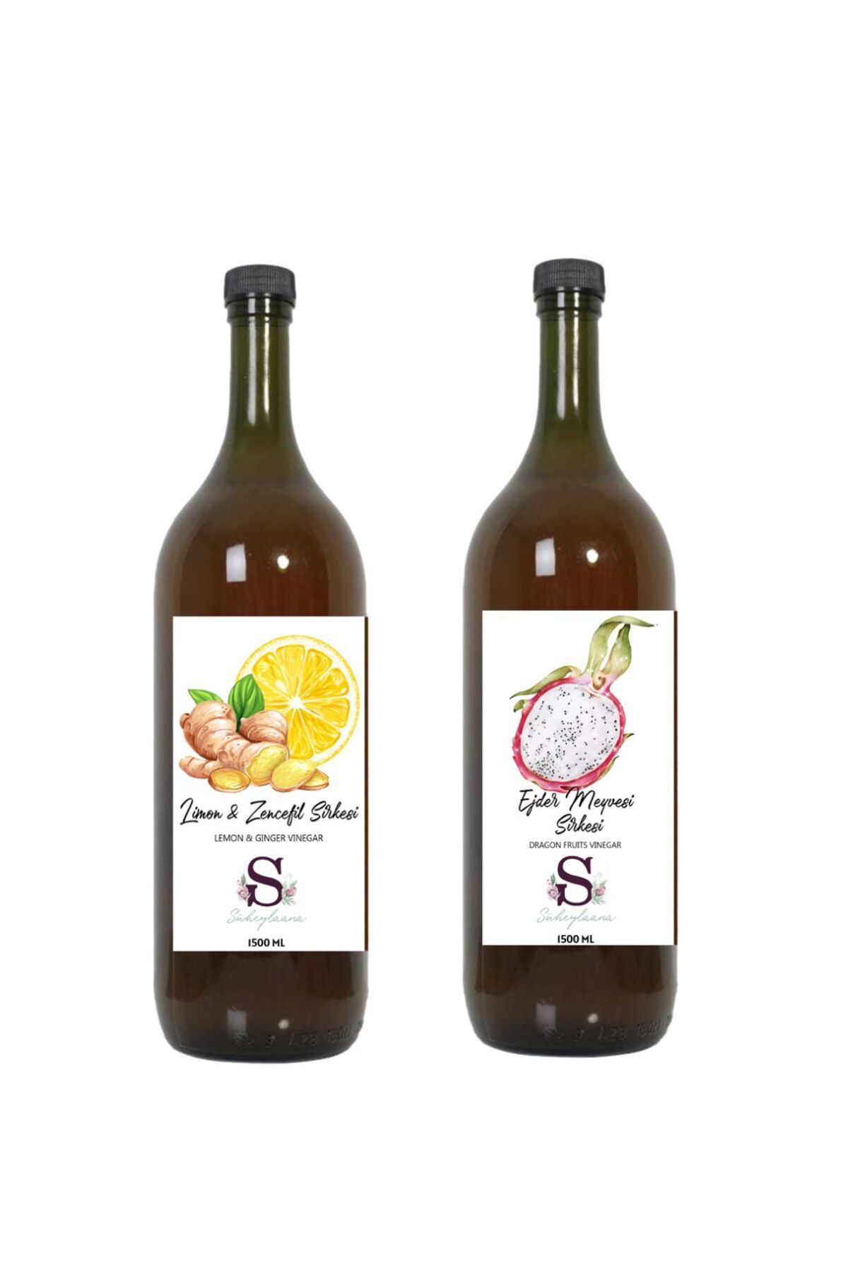 Süheylaana Doğal Limon & Zencefil Sirkesi 1500 Ml - Doğal Ejder Meyvesi Sirkesi 1500 Ml