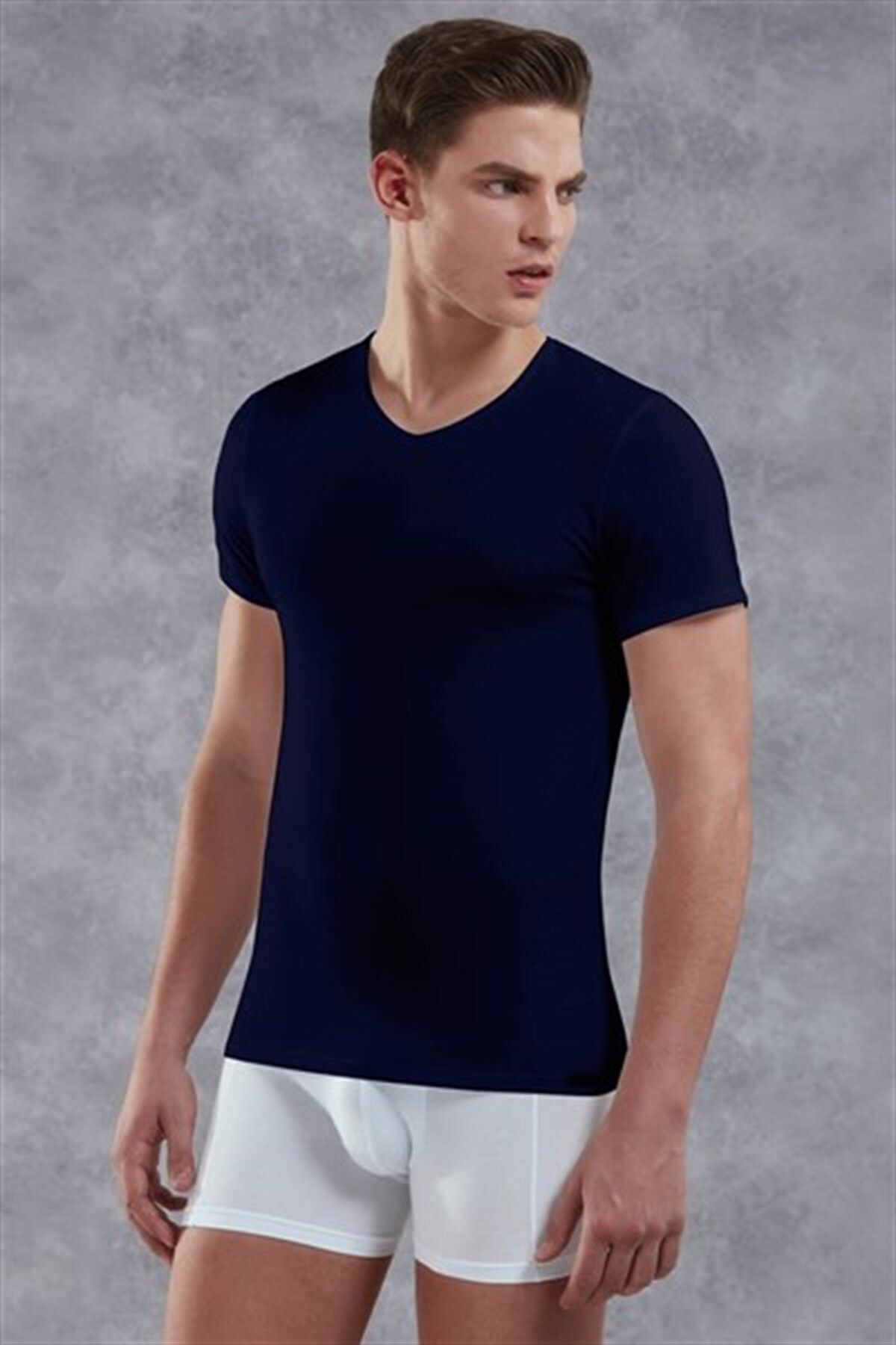 inkasole Vücudu Saran Rahat T-shirt 2855 Lacivert