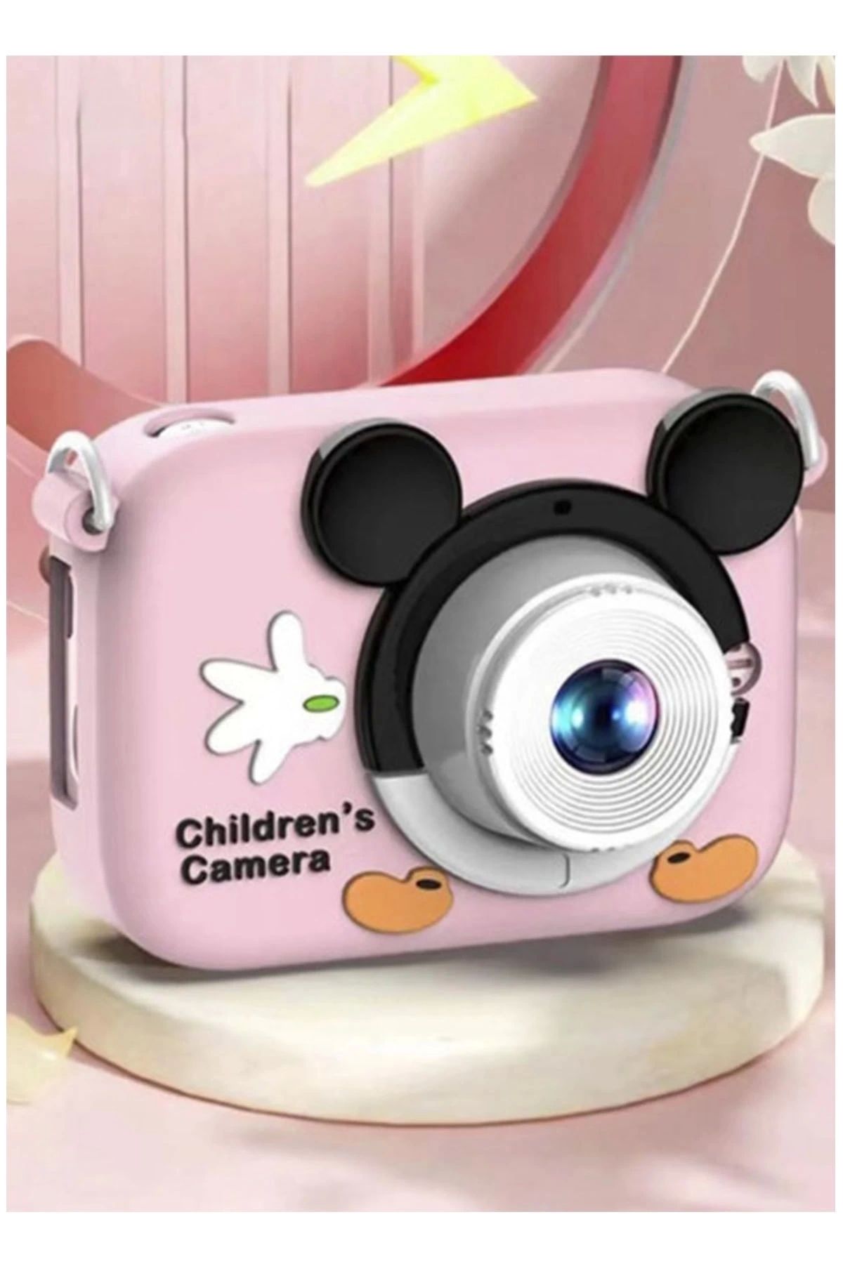 No8 Home Mini 1080p Hd Çocuk Kamera Dijital Fotoğraf Makinesi 2.0 Inç Ekran 5 Adet Oyun Pembe