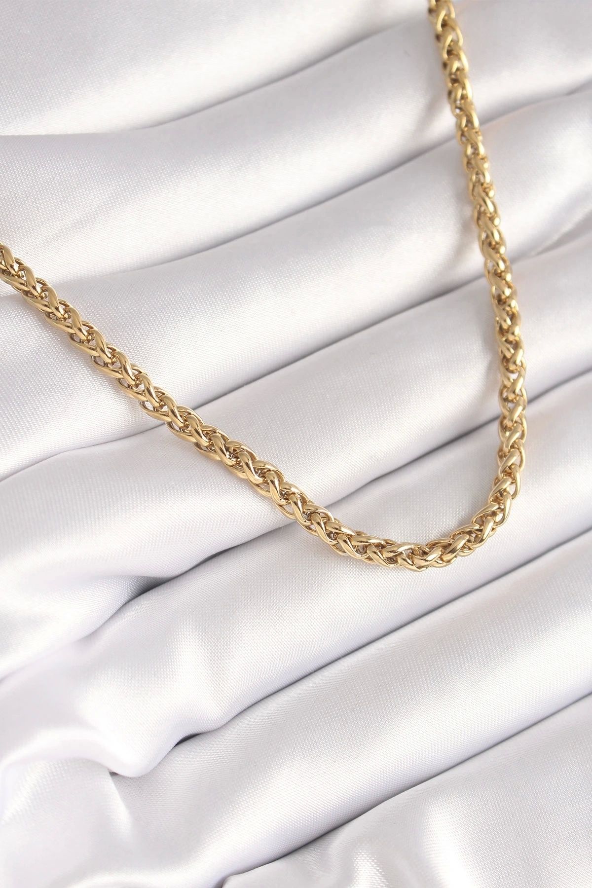 STOREMAX 316L Çelik Gold Renk Burgu Zincir Model Kadın Kolye