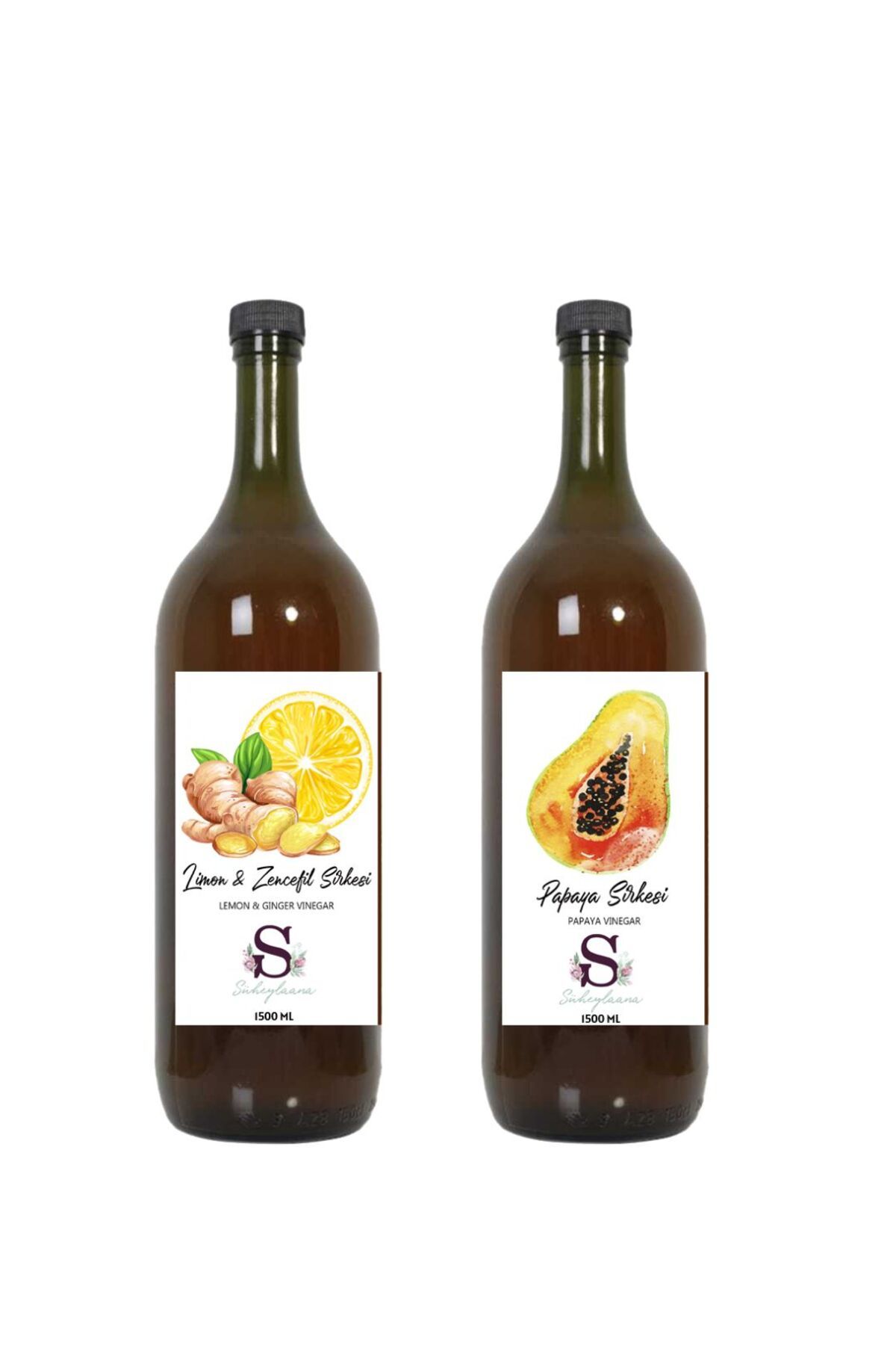 Süheylaana Doğal Limon & Zencefil Sirkesi 1500 Ml - Doğal Papaya Sirkesi 1500 Ml