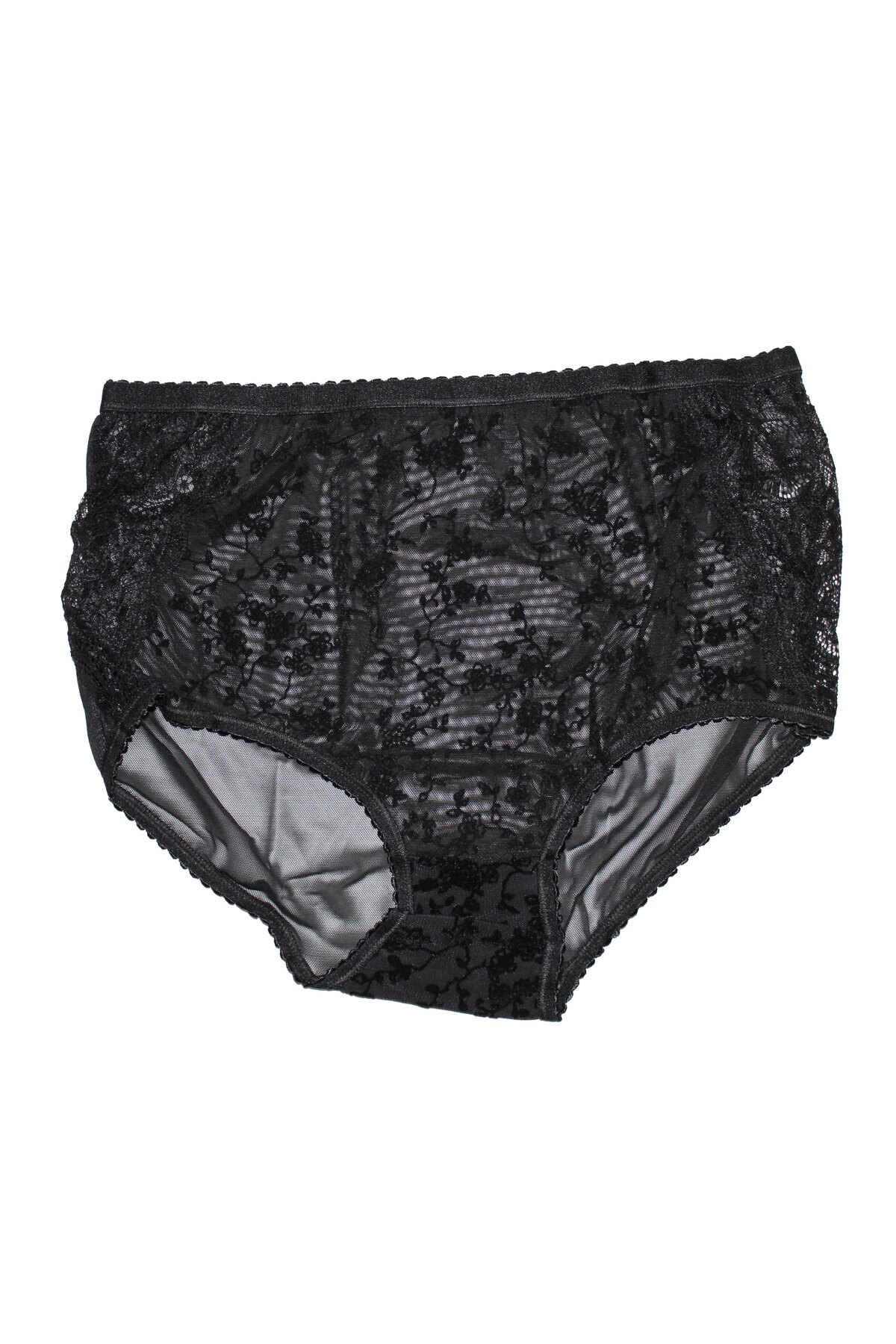 Miss Elit-Full Transparent 6 Pieces Transparent Black Butterfly Patterned High Waist Panties Black Quality 4