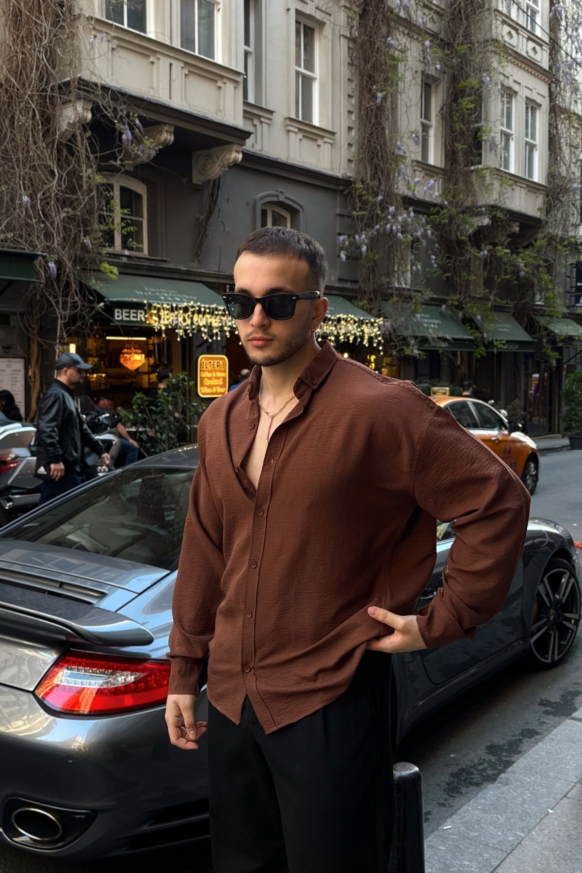 Livio Ferri Zoro Erkek Extra Soft Keten Görünümlü Gömlek Uzun Kollu, Hafif Dokulu