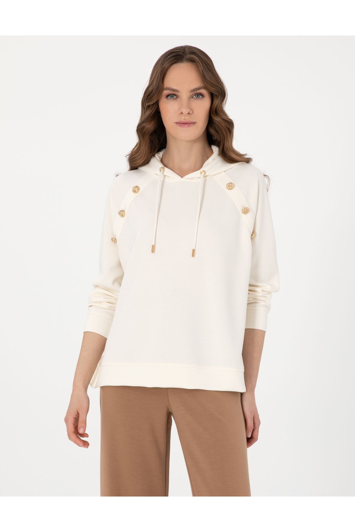 Pierre Cardin Ekru Oversize Sweatshirt 50301329-VR019