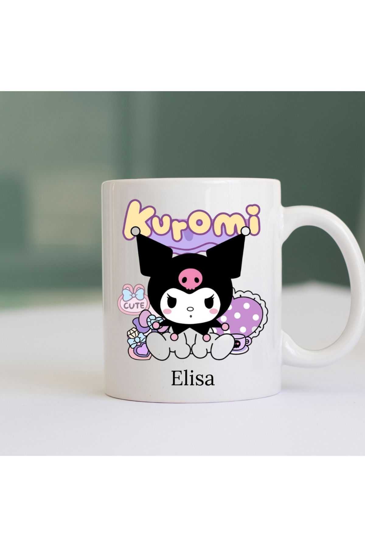 Home Kuromi Kişiye Özel İsim Baskılı Tasarım Promosyon Porselen Kupa Mug Bardak Hediyelik