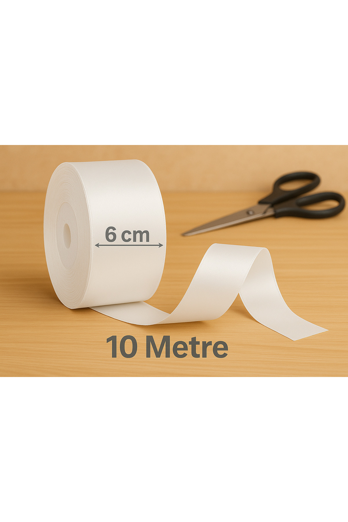 serap çiçekçilik 6.CM 10 METRE ÇİFT TARAFLI BEYAZ SATEN KURDELE