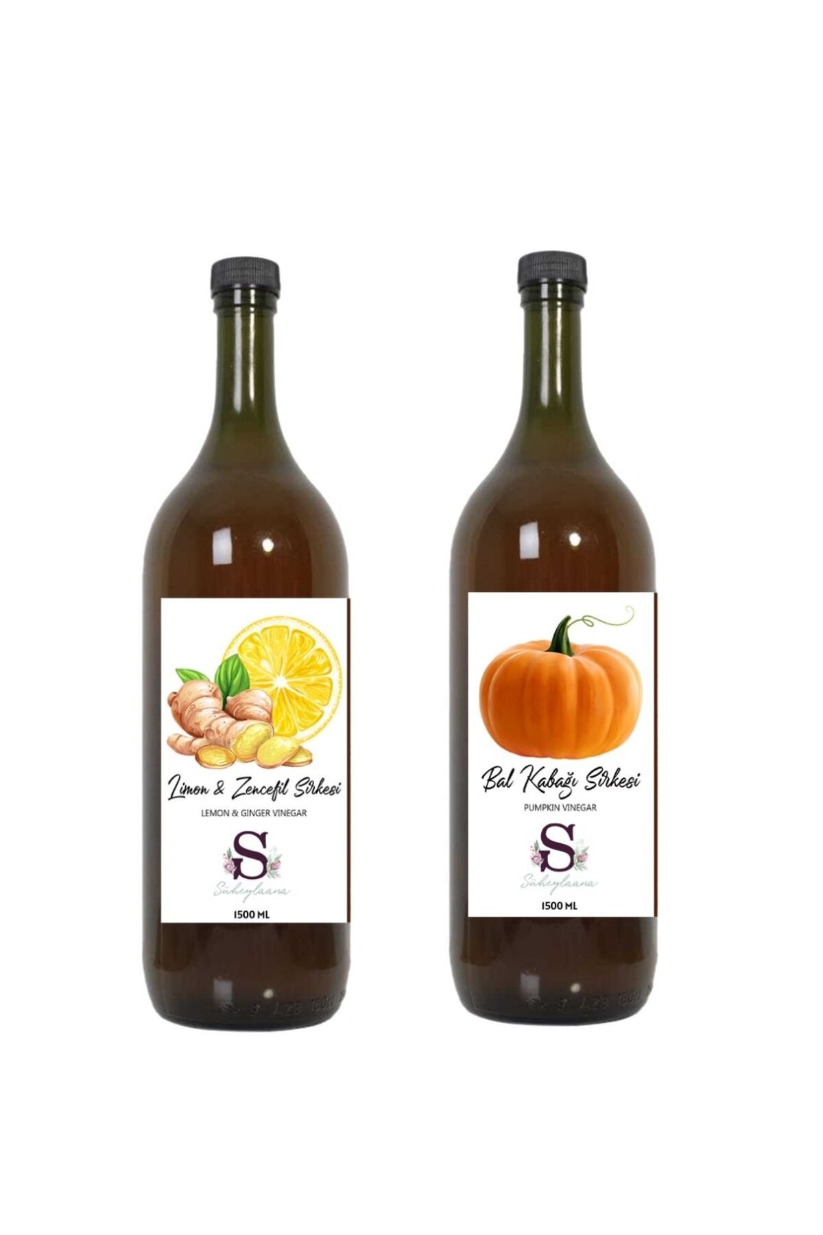 Süheylaana Doğal Limon & Zencefil Sirkesi 1500 Ml - Doğal Bal Kabağı Sirkesi 1500 Ml