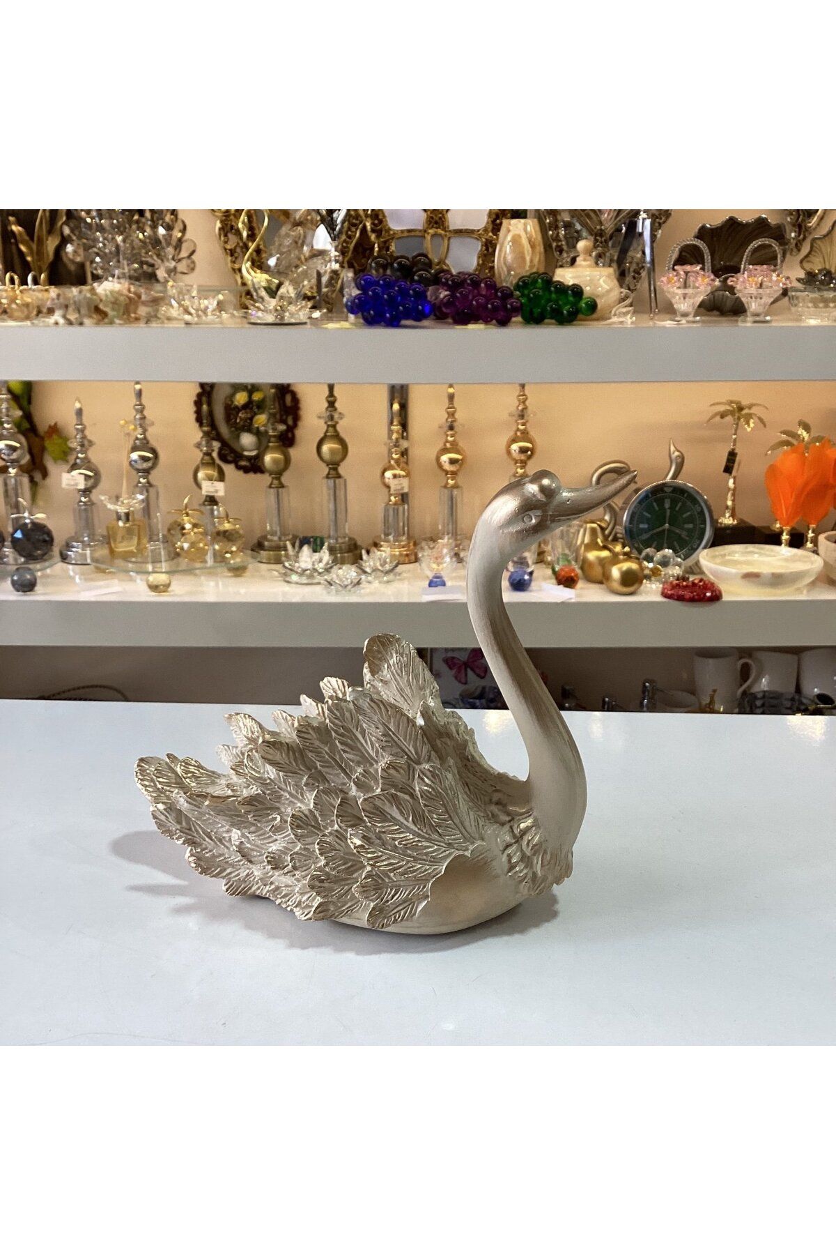 Gold home design Dekoratif Kuğu Biblo Şekerlik Beyaz