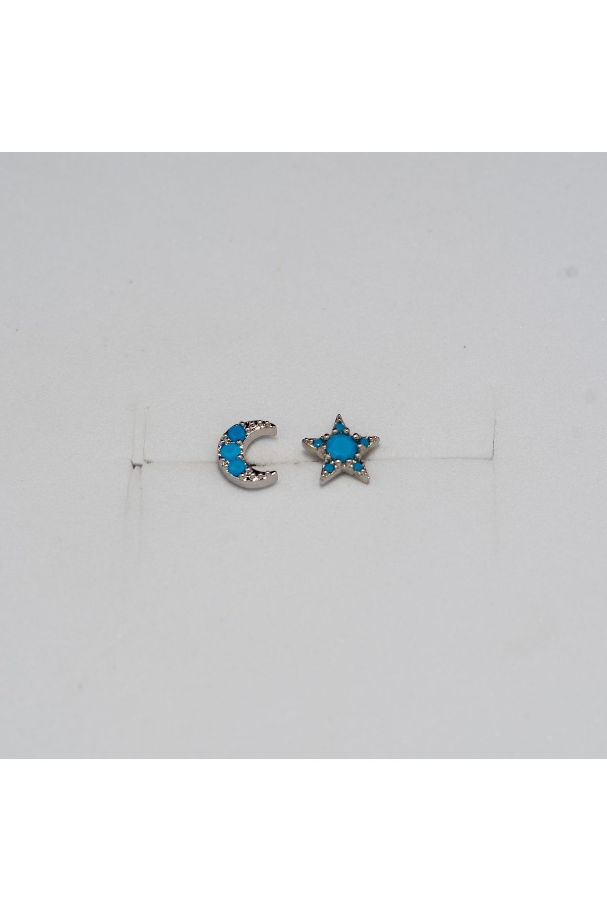 Piercing by Sever Kombi̇n Turkuaz Mavi̇ Ay Ve Yildiz Çeli̇k Piercing… Gümüş/silver Renkli̇ (targus Helix Conch Flat)