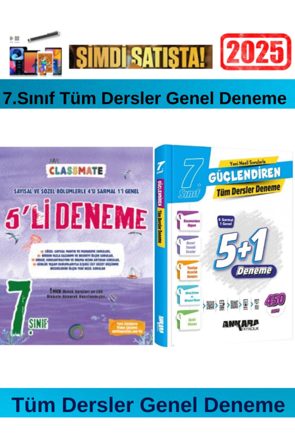Okyanus Yayıncılık Classmate 7.Sınıf Tüm Dersler 7 li Deneme+Ankara 7.Sınıf Güçlendiren Tüm Dersler 5+1 Genel Deneme