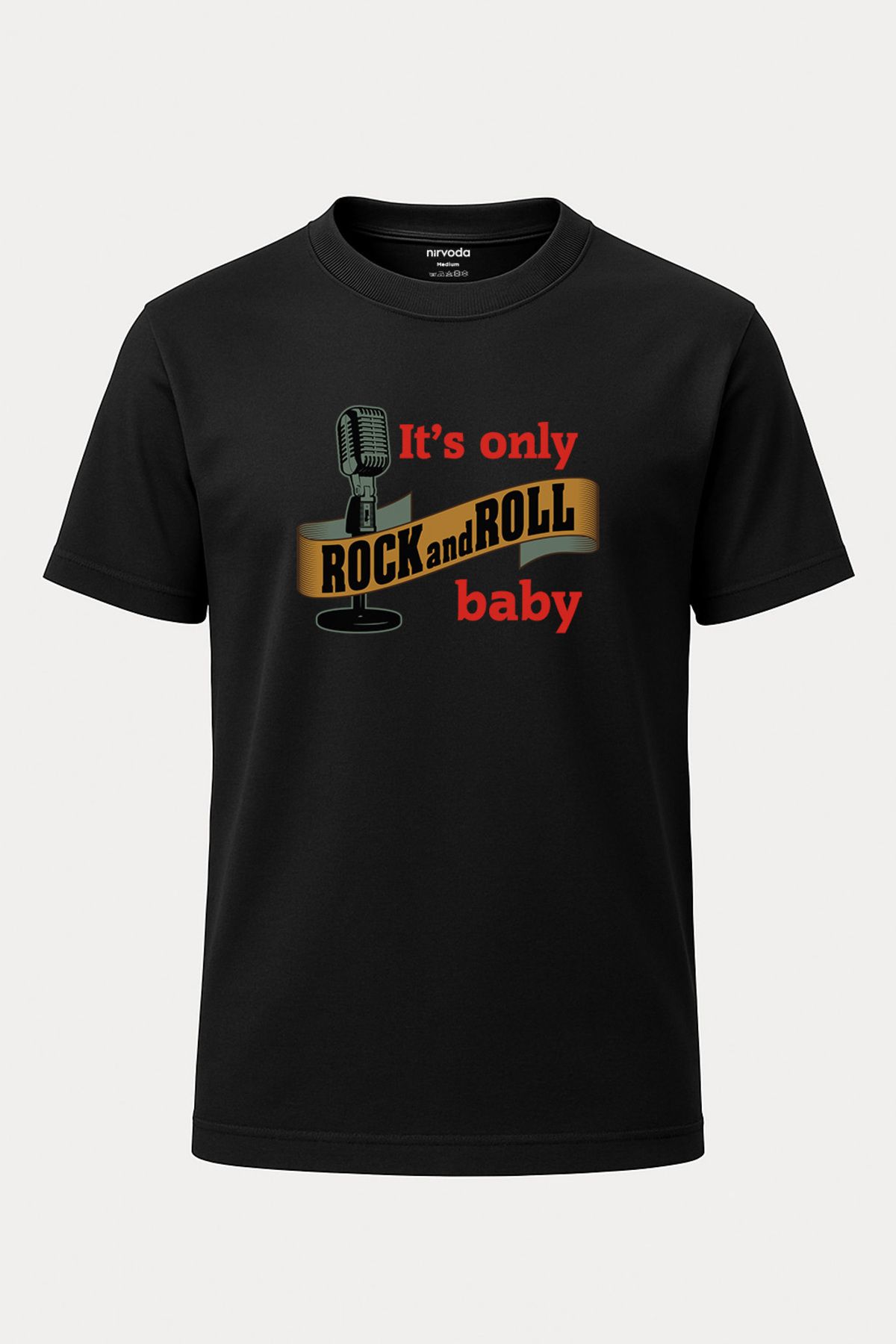 nirvoda Unisex Rock and Roll Baby Baskılı Rock Tişört - Uzun T-shirt