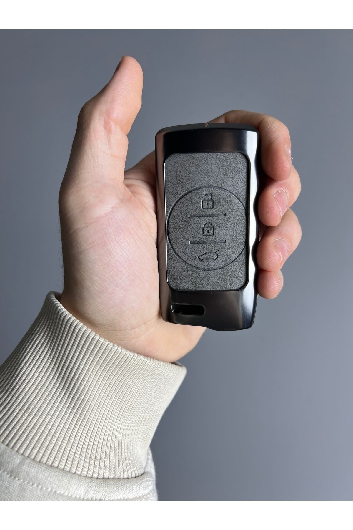 Luxe Aksesuarr Chery Tiggo 7 Plus Koruma Anahtar Kumanda Metal Kılıfı 3 Buton Deri Kahverengi