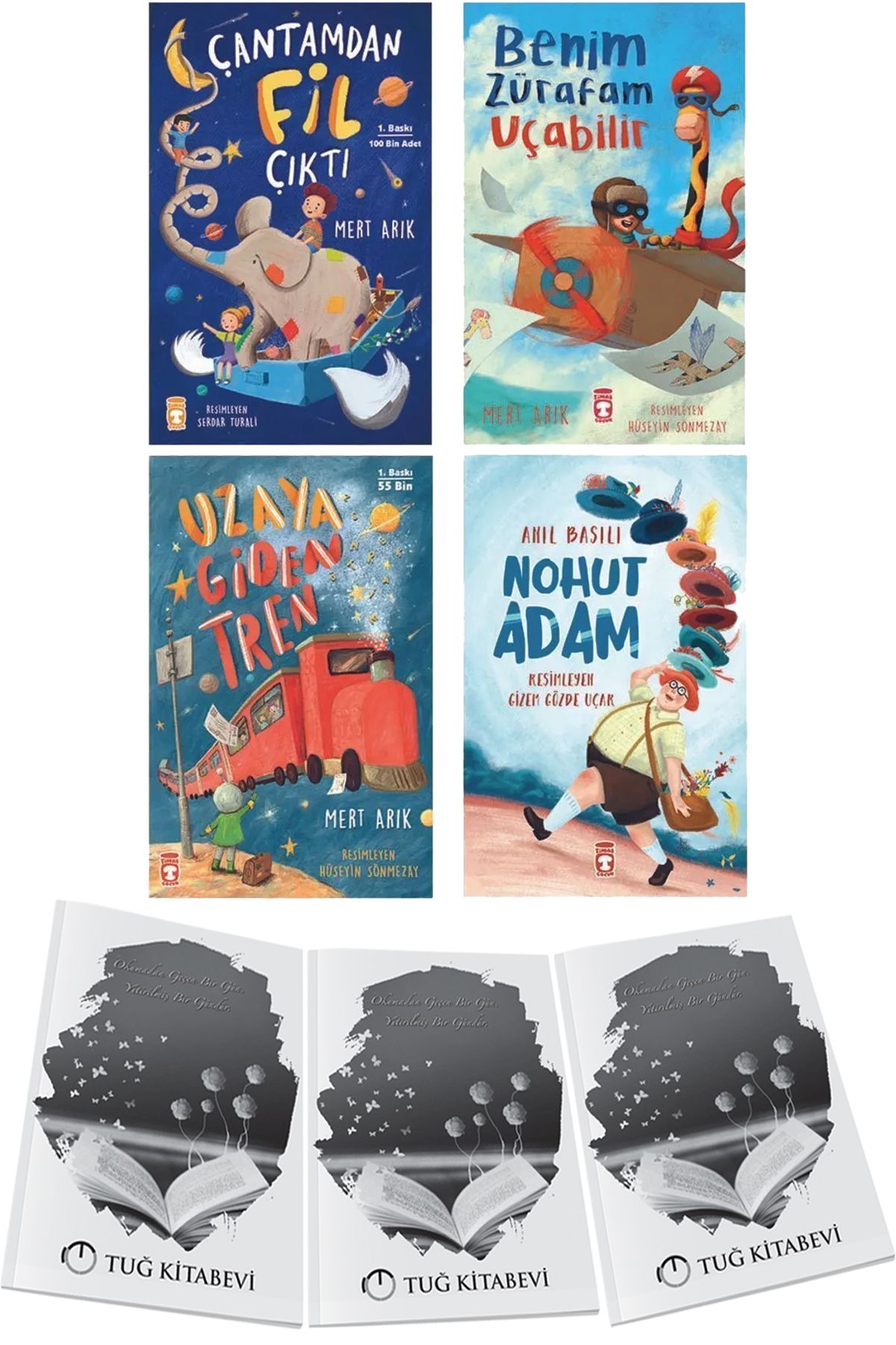 Timaş Çocuk Uzaya Giden Tren & Benim Zürafam Uçabilir & Çantamdan Fil Çıktı & Nohut Adam - Mert Arık + Hediyeli