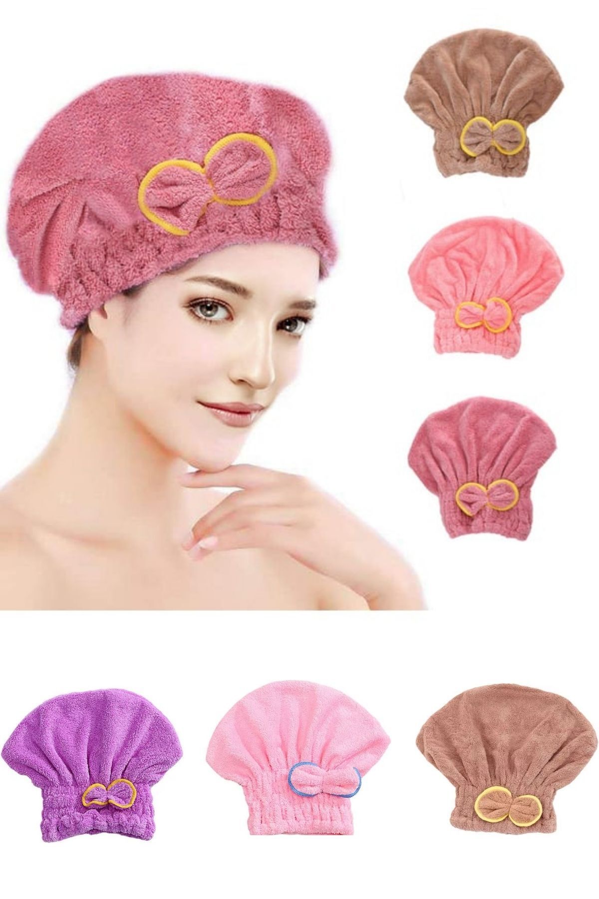 ÇARŞI HANEM Saç Kurutma Bonesi Kafa Havlusu Duş Bonesi Islak Saç Kurulama Bonesi Mikrofiber 1 Adet