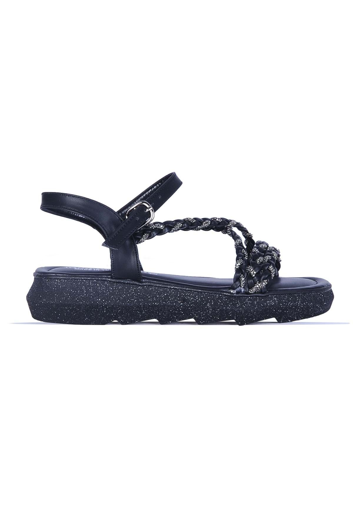 moda ayakkabım Moda Ayakkabı 852 Syh-Krem Yazlık Düz Sandalet Ayakkabı