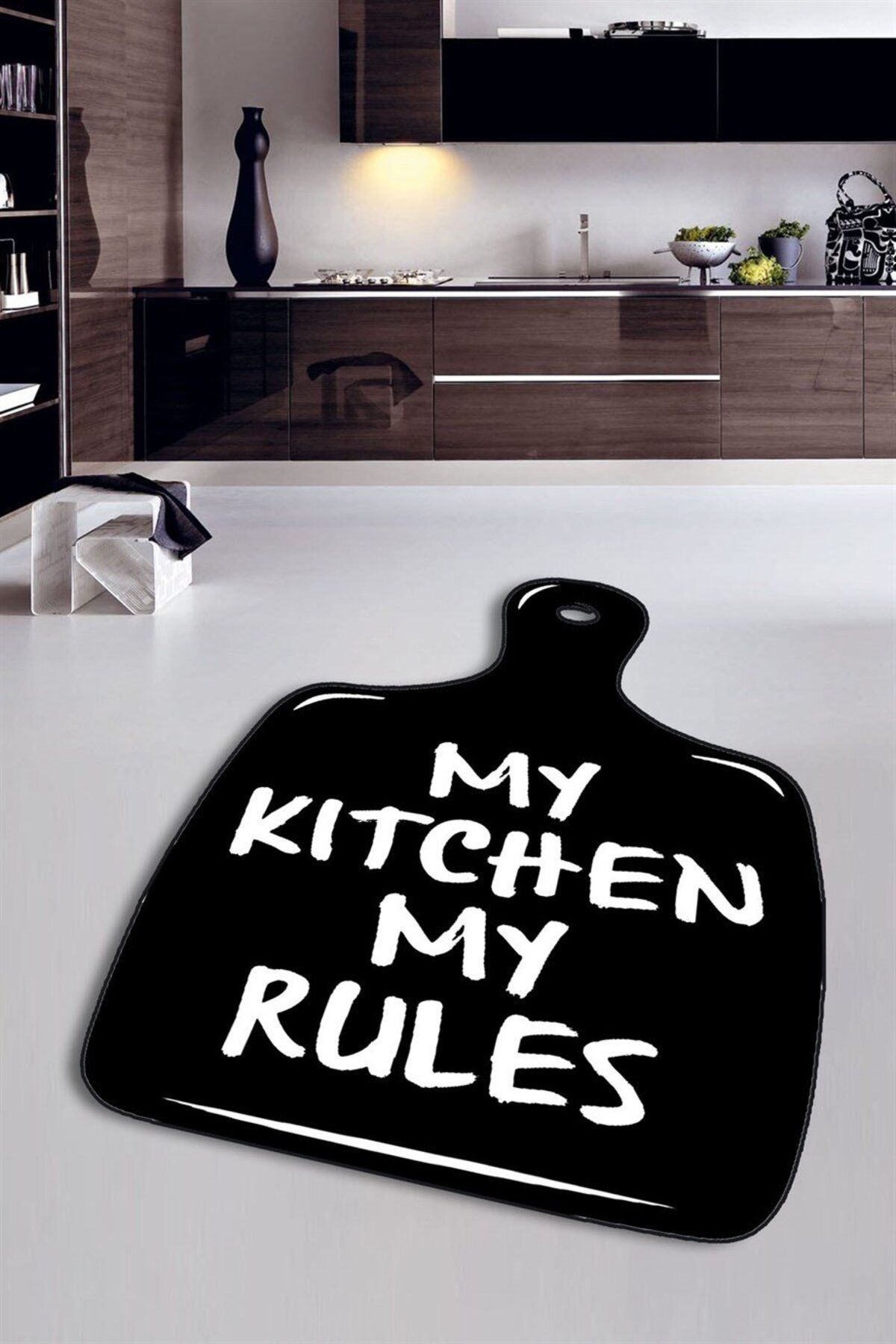 Serteks My Kitchen My Rules Kaymaz Tabanlı Makinede Yıkanabilir Mutfak Halısı