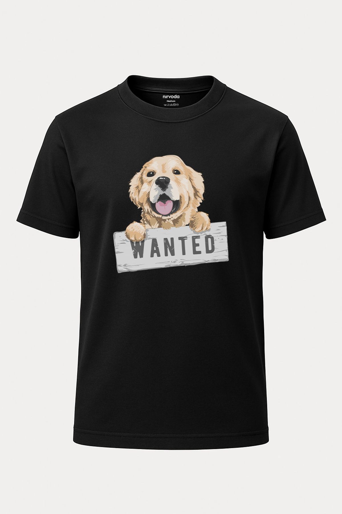 nirvoda Unisex Wanted Golden Köpek Baskılı Tişört - Uzun T-shirt