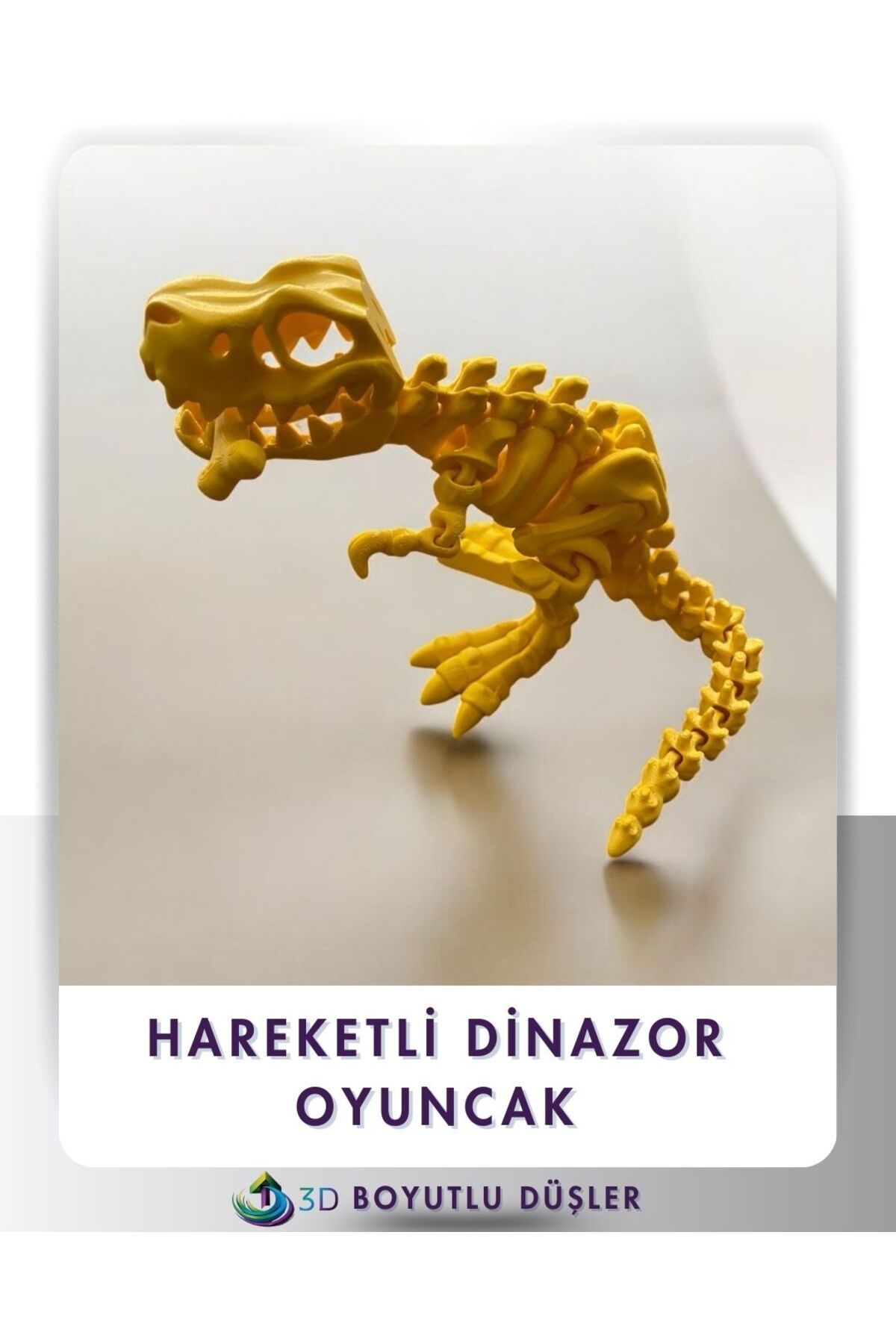 ZTE 3D BASKI Sevimli İskelet Trex - Hareketli Organik Oyuncak - 3D Baskı - Dinazor çok renkli 30cm boyunda