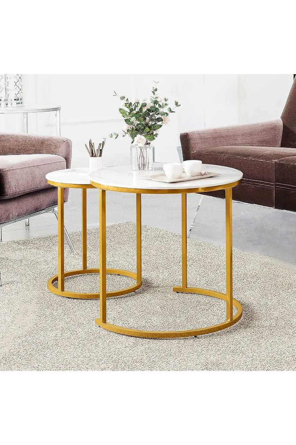 Generica-Two nesting tables with a marble design for decoration and ornamentation 7