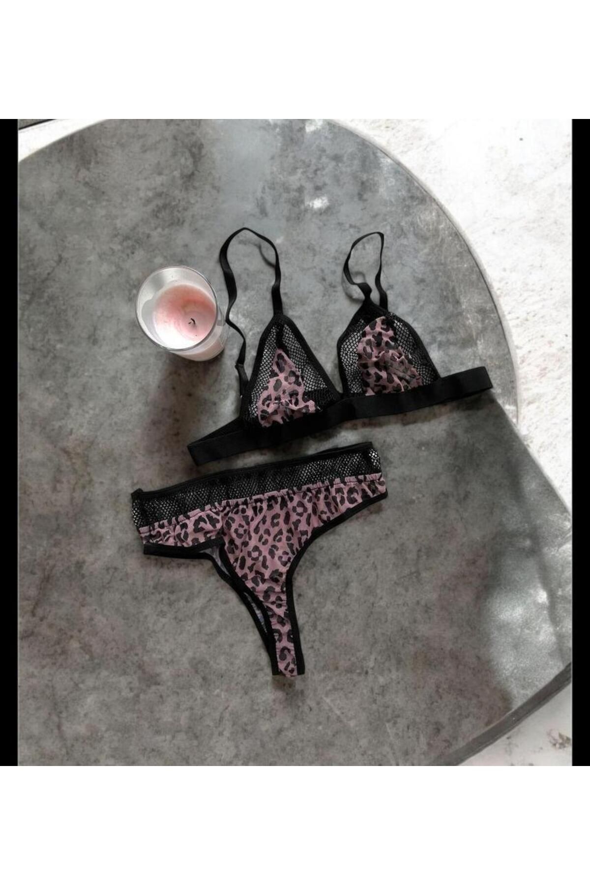 Lotiva Wear Kadın Leopar Desenli İç Çamaşır Takım
