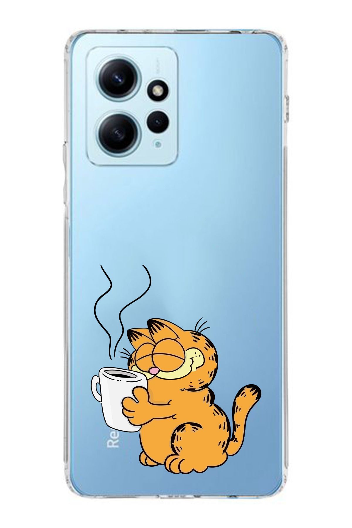 moonset Xiaomi Redmi Note 12 4G Uyumlu Garfield Tasarımlı Baskılı Şeffaf Telefon Kılıfı
