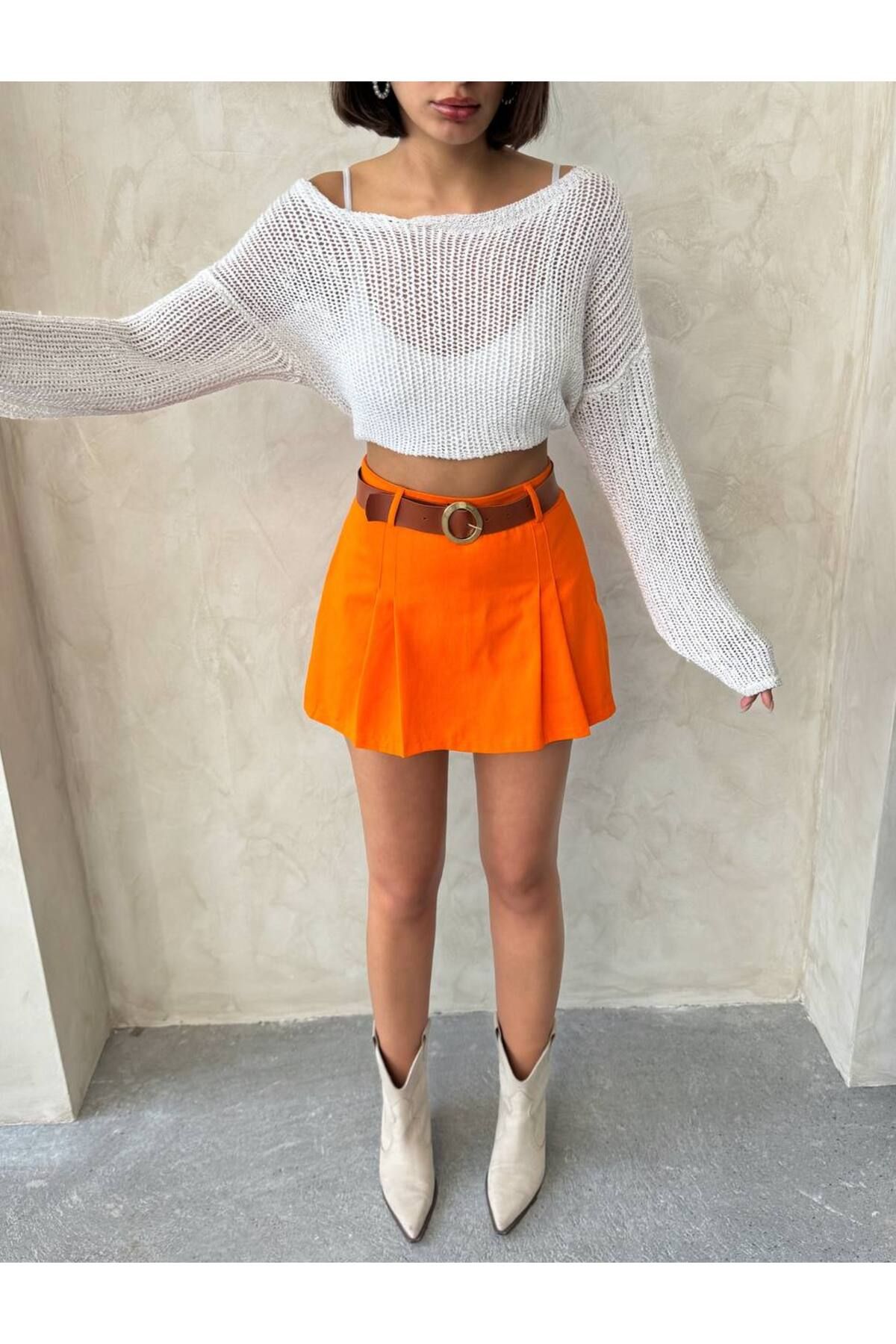 AYLFARWEAR Gabardin Pileli Şort Etek