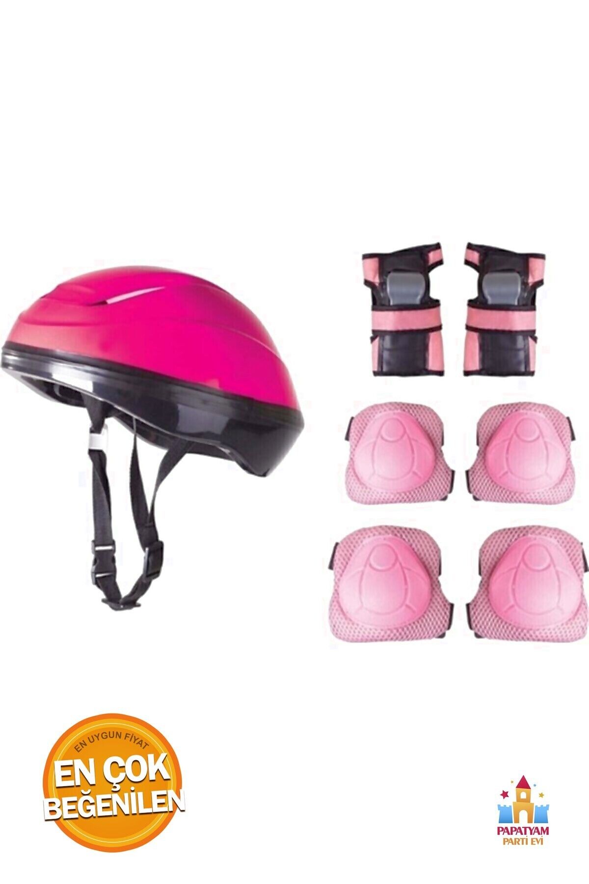PapatyamPartiEvi Pembe Renk Kask Seti: Koruyucu Ekipmanlarla Spor Yaparken Güvende Kalın