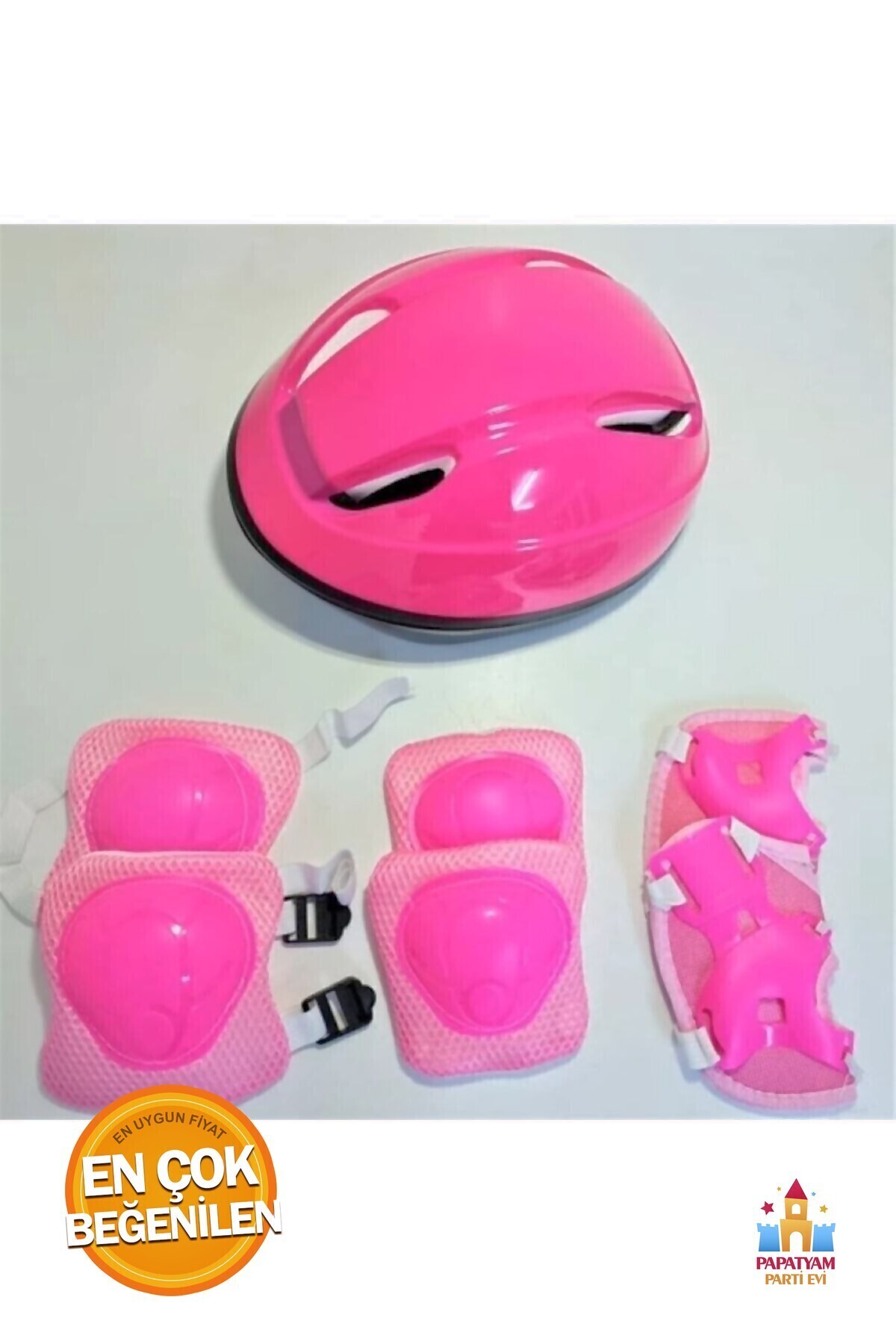 PapatyamPartiEvi Pembe Çocuk Koruyucu Ekipman Seti - Bisiklet ve Scooter için Dirseklik, Dizlik, Kask