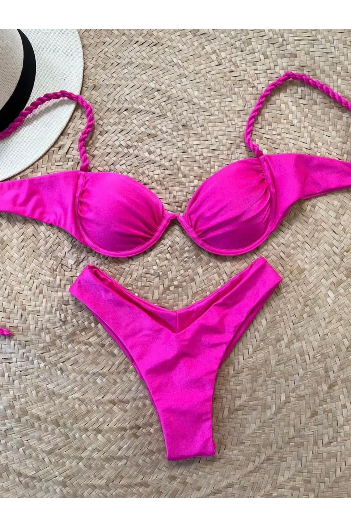 theanemos PEMBE BURGU ASKILI BİKİNİ TAKIMI