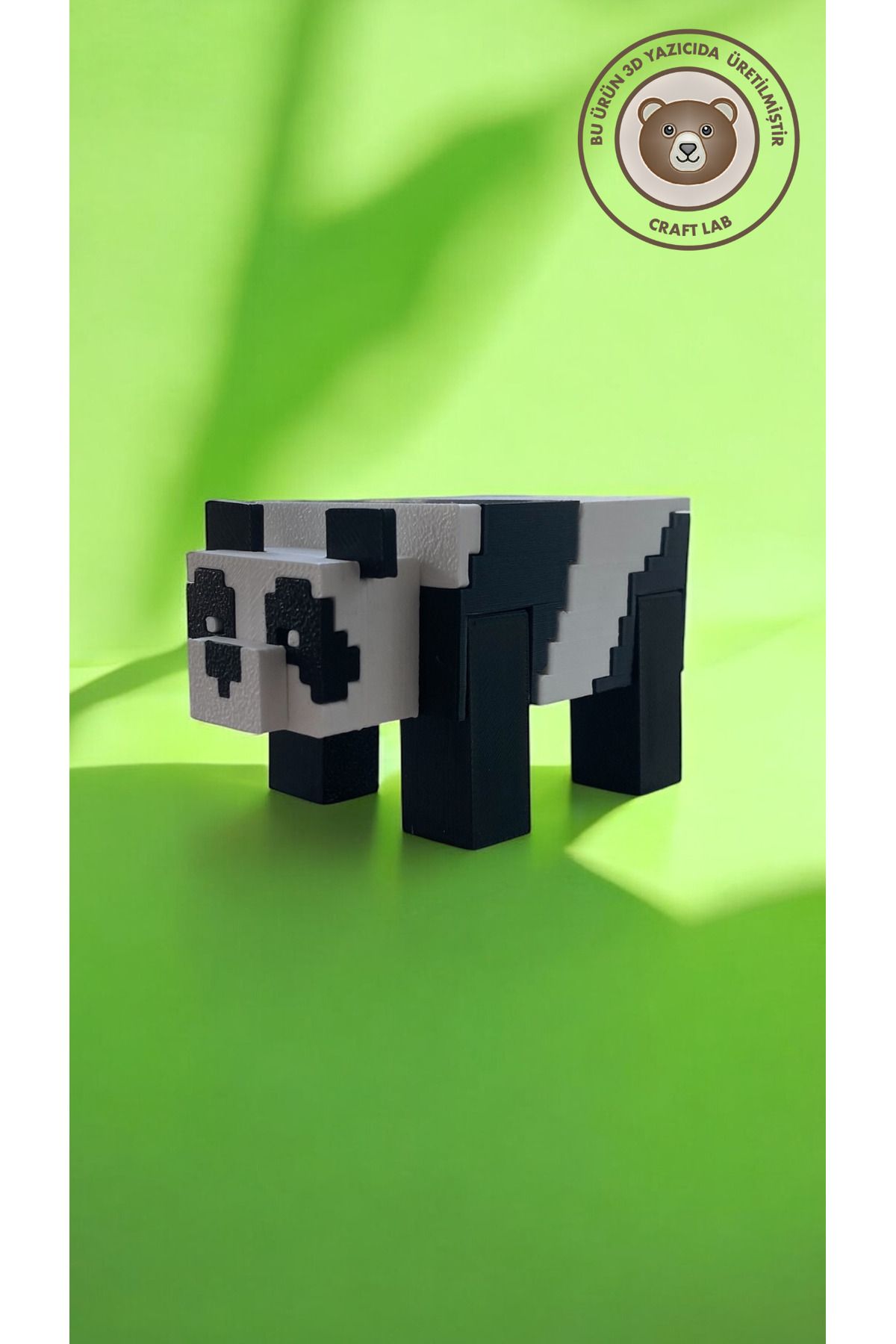 craftlab Pixel ve Blok Temalı Panda Figürü Bacakları Oynar Minecraft 7x4 Cm