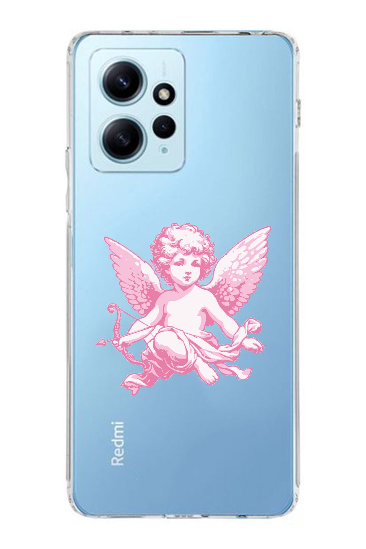 moonset Xiaomi Redmi Note 12 4G Uyumlu Melek Tasarımlı Baskılı Şeffaf Telefon Kılıfı