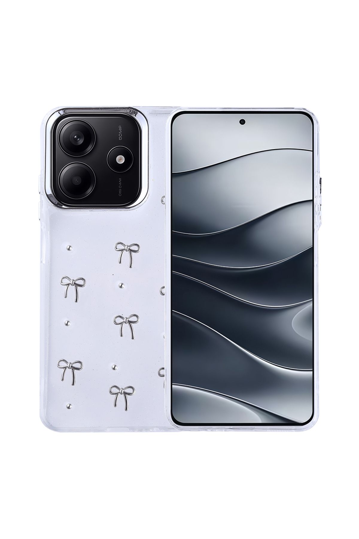 batuteknoloji Xiaomi Redmi Note 14 4G Kılıf Airbag Tasarımlı Simli Şeffaf Zore Kutup Kapak