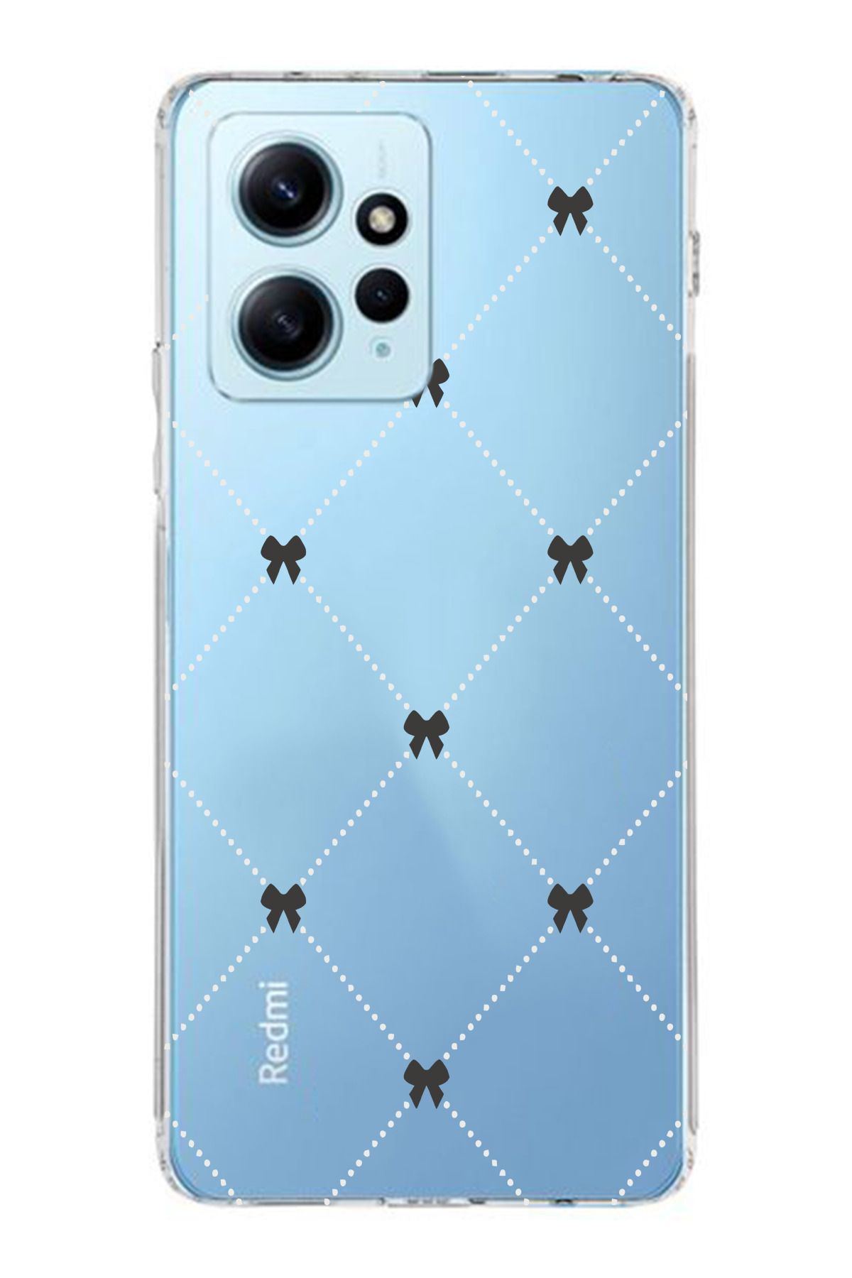 moonset Xiaomi Redmi Note 12 4G Uyumlu Kurdeleler Tasarımlı Baskılı Şeffaf Telefon Kılıfı