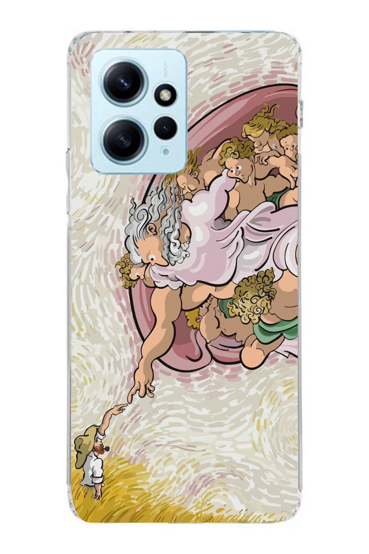 moonset Xiaomi Redmi Note 12 4G Uyumlu Van Gogh Tasarımlı Baskılı Şeffaf Telefon Kılıfı