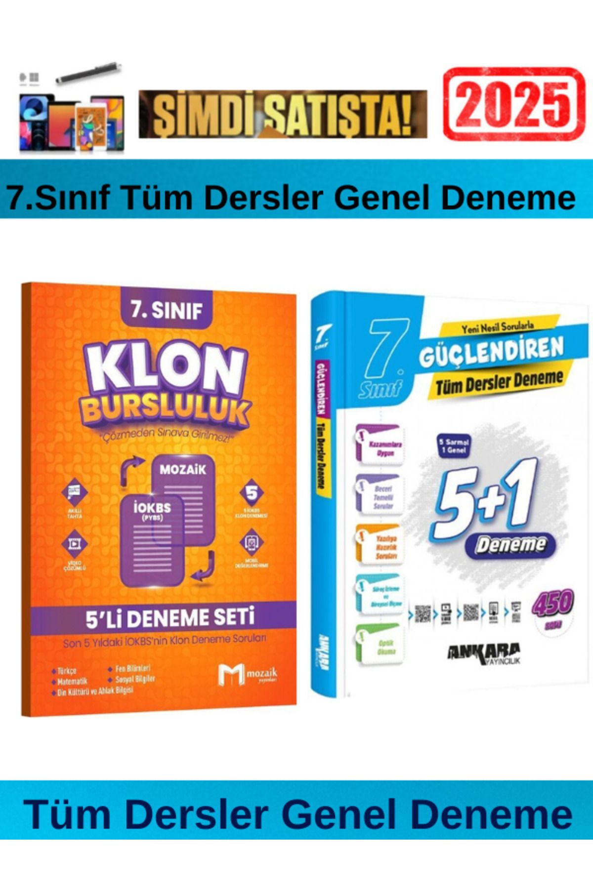 Ens Yayıncılık Mozaik 7.sınıf Klon Tüm Dersler İokbs Genel 5 Deneme+Ankara 7.Sınıf Güçlendiren 5+1 Genel Deneme
