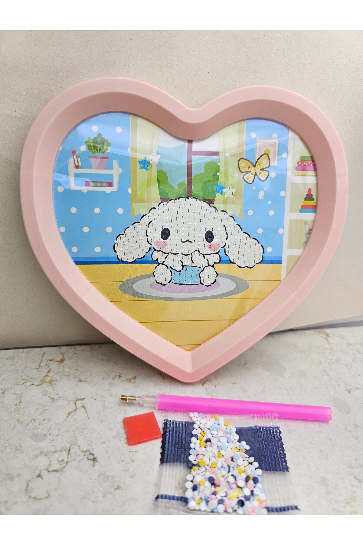 Meyra Accessories Sanrio cinnamoroll kendin yap DİY elmas mozaik yapıştırma kendinden yapışkanlı kalpli hobi 1 adet