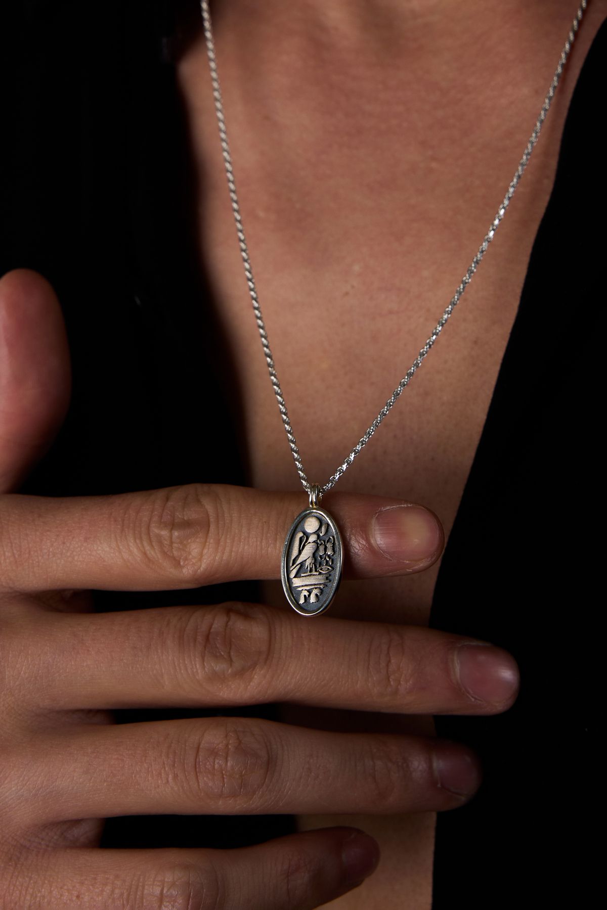 Ricco Jewellery 925 Ayar Gümüş Old Money Mısır Hiyeroglif Burma Halat Kolye