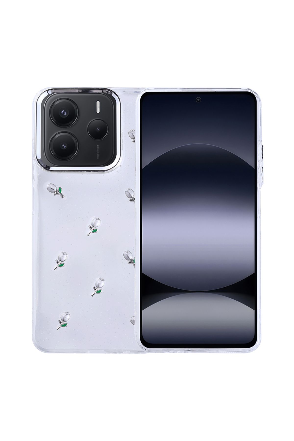 batuteknoloji Xiaomi Redmi Note 14 5G Kılıf Airbag Tasarımlı Simli Şeffaf Zore Kutup Kapak