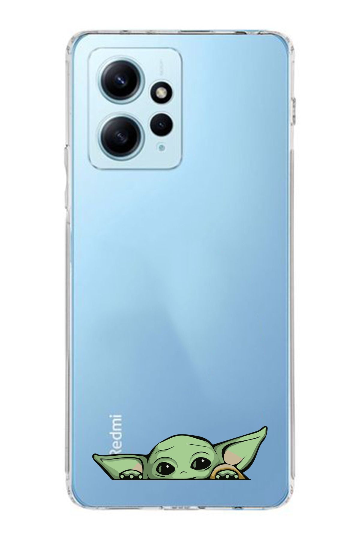 moonset Xiaomi Redmi Note 12 4G Uyumlu Yoda Tasarımlı Baskılı Şeffaf Telefon Kılıfı