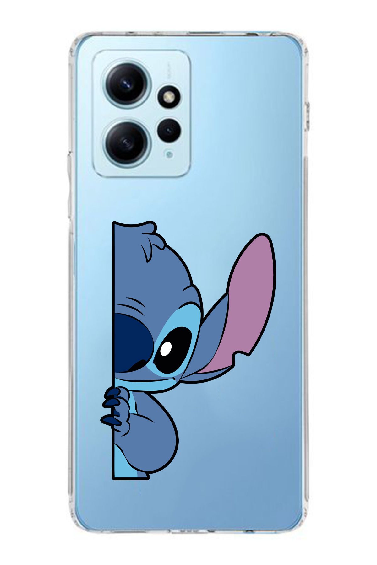 moonset Xiaomi Redmi Note 12 4G Uyumlu Stitch Tasarımlı Baskılı Şeffaf Telefon Kılıfı