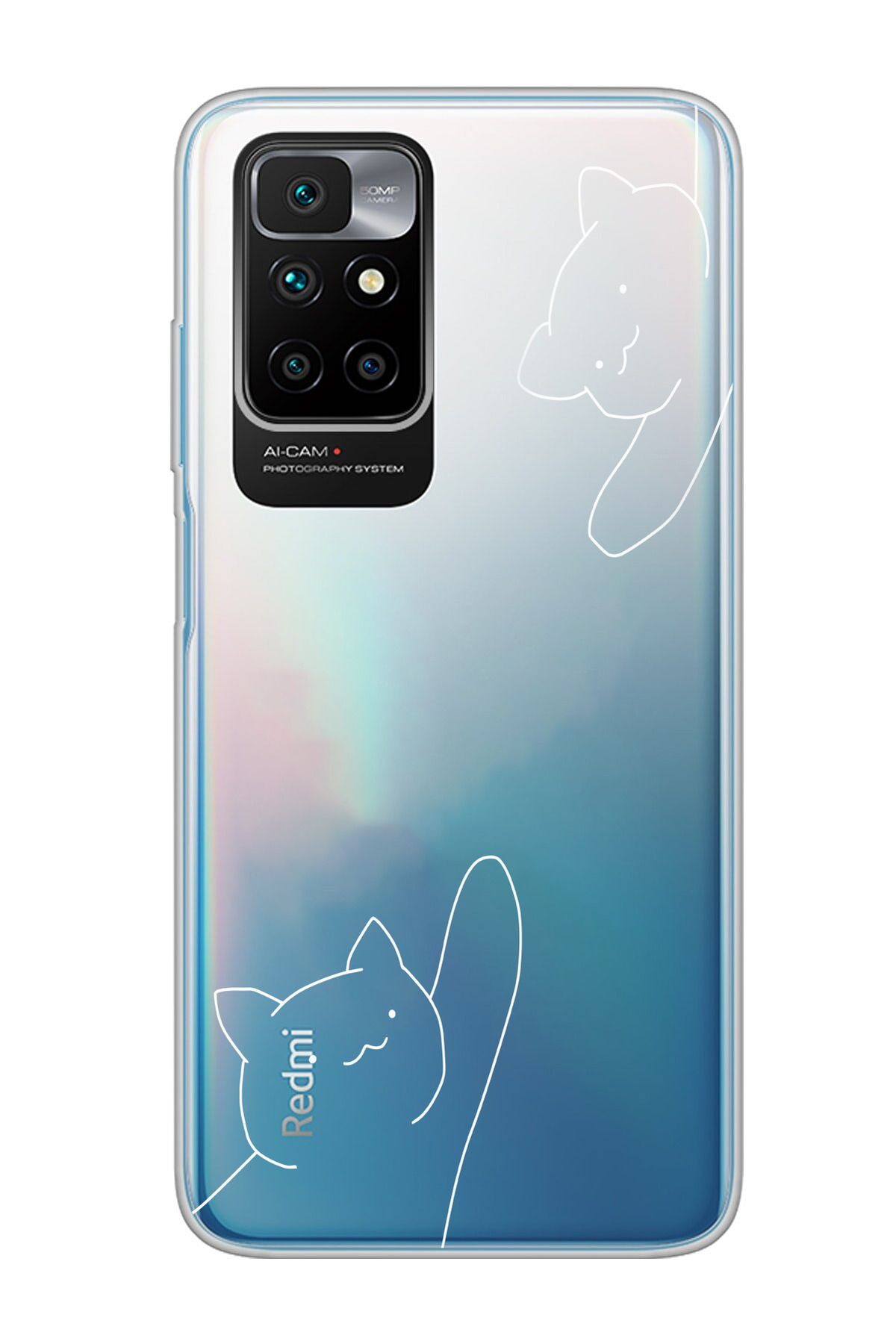 moonset Xiaomi Redmi 10 2022 Uyumlu Kediler Tasarımlı Baskılı Şeffaf Telefon Kılıfı
