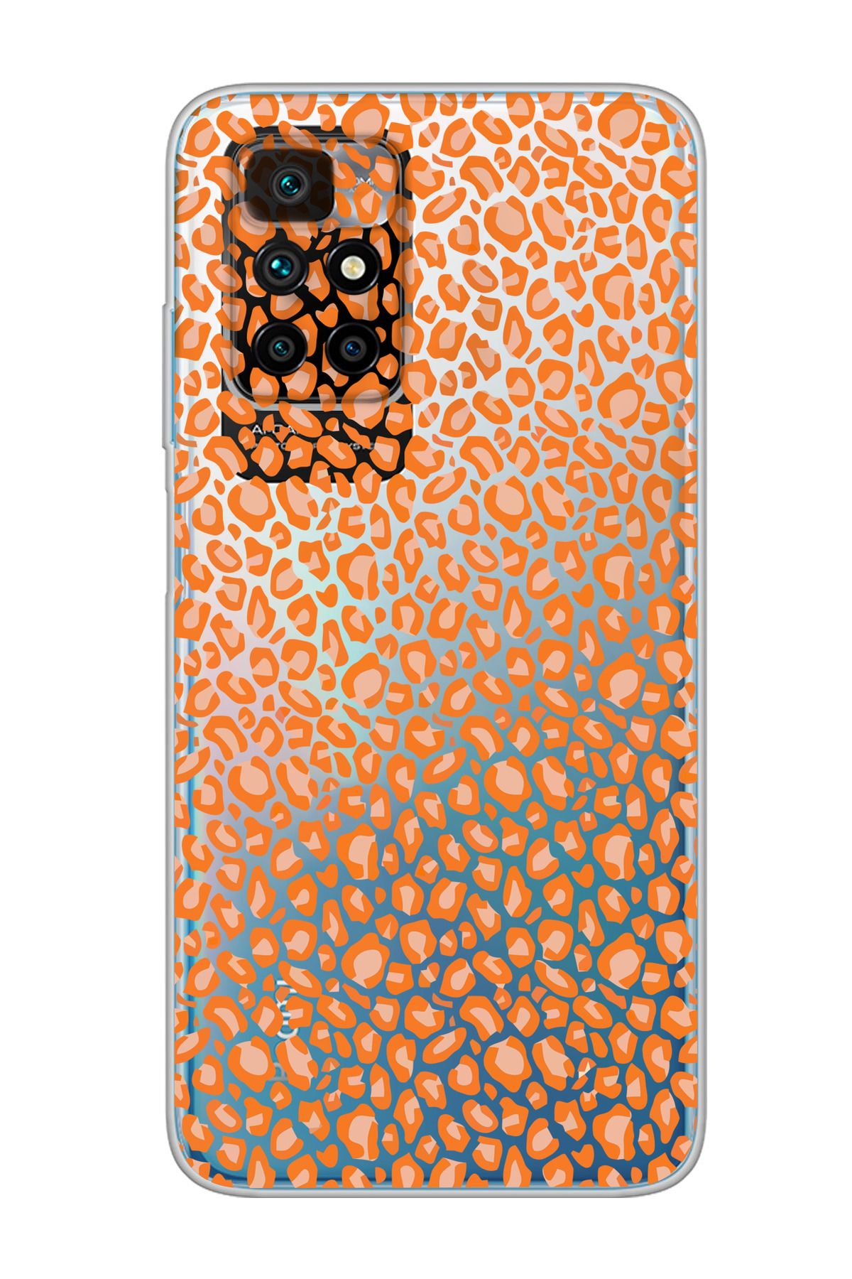 moonset Xiaomi Redmi 10 2022 Uyumlu Turuncu Leopar Tasarımlı Baskılı Şeffaf Telefon Kılıfı